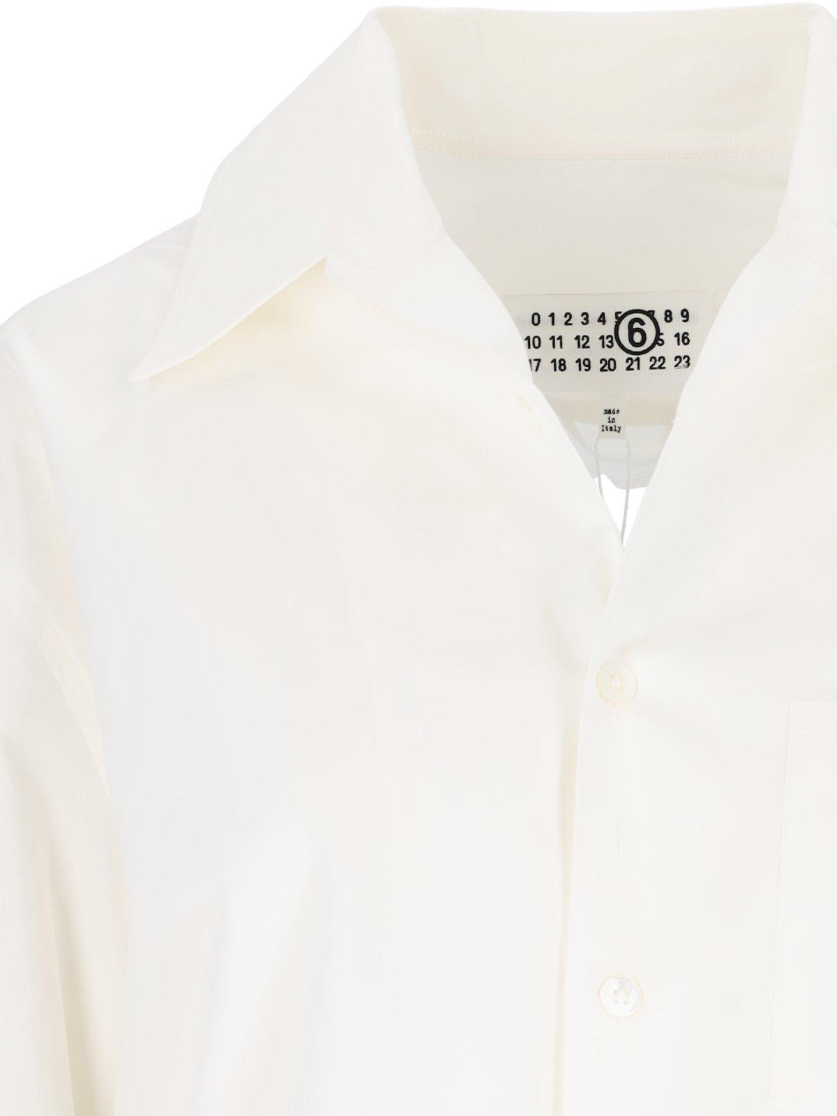Shop Mm6 Maison Margiela Cut Out Detailed Buttoned Shirt In White