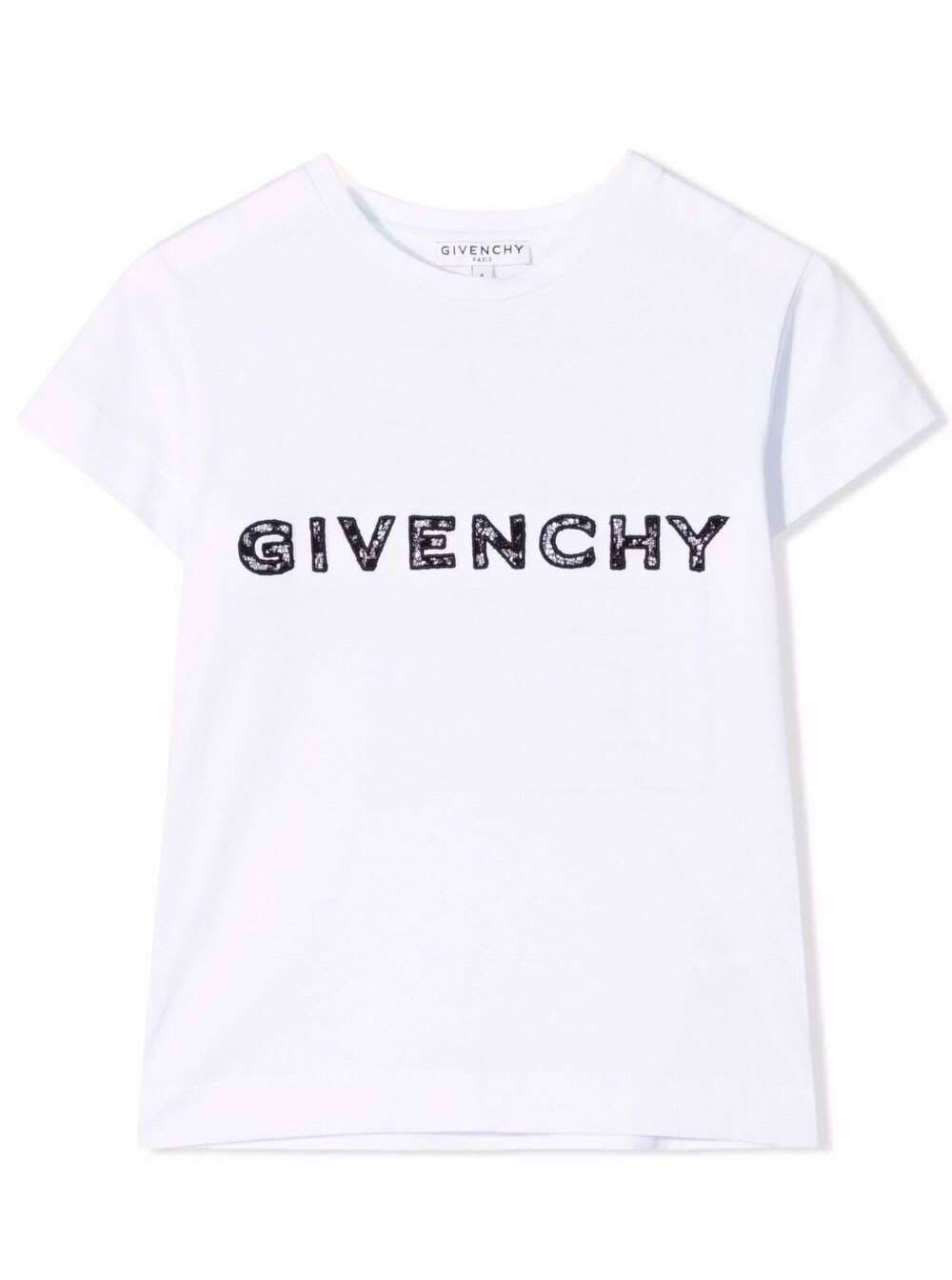 Givenchy Girl Cotton White T-shirt With Lace Logo