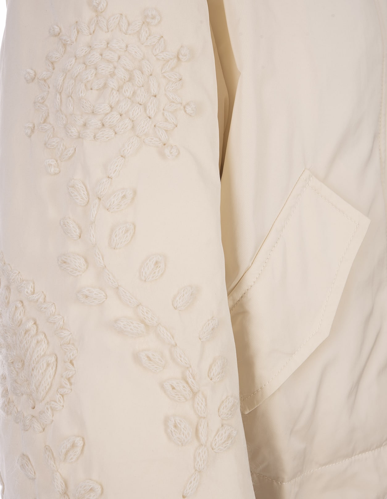 Shop Ermanno Scervino White Jacket With Embroidery On Sleeves