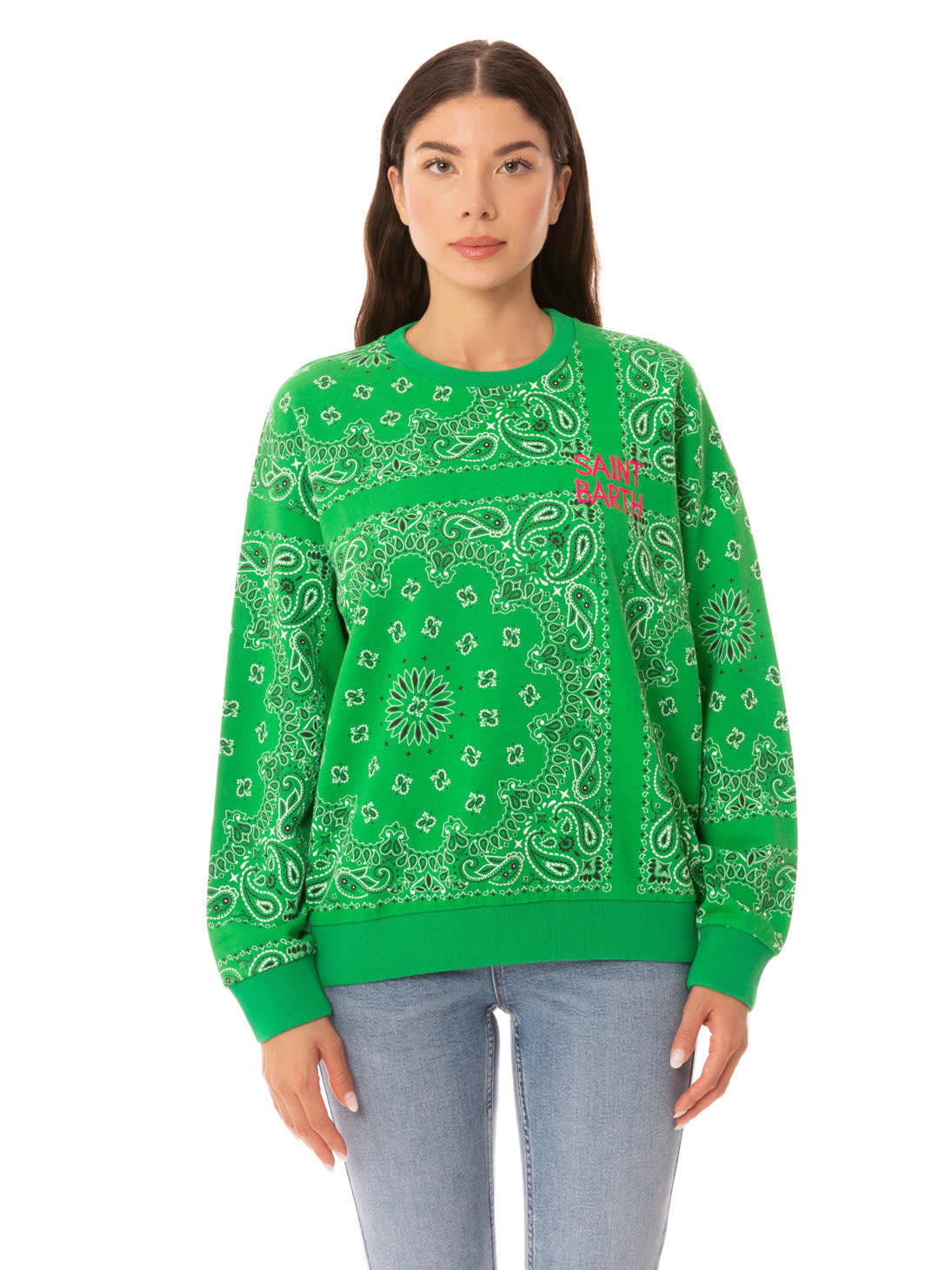 Mc2 Saint Barth Woman Sweatshirt With Bandanna Print