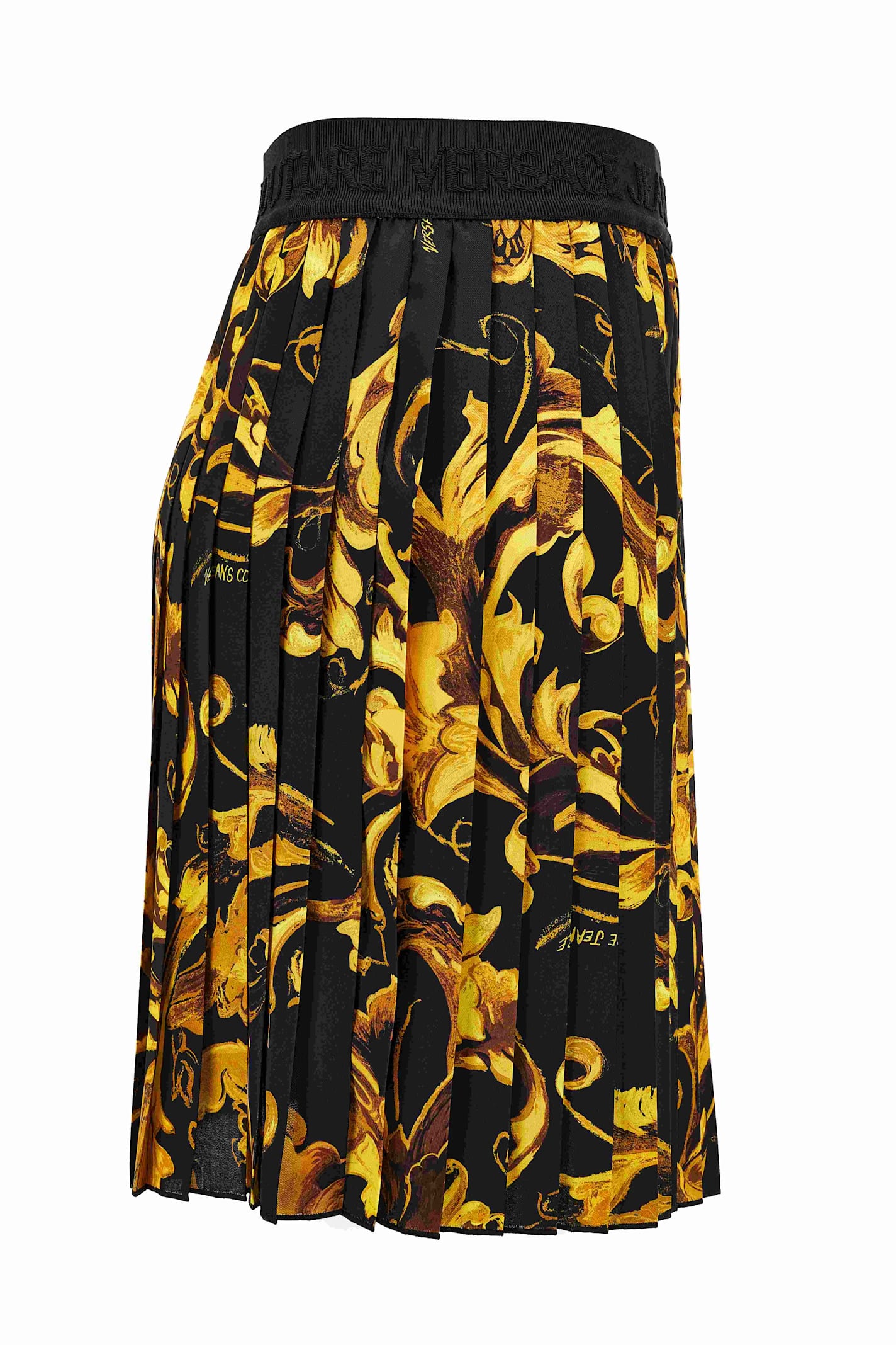 Versace Jeans Couture Baroque-print Pleated Mini Skirt In Multi