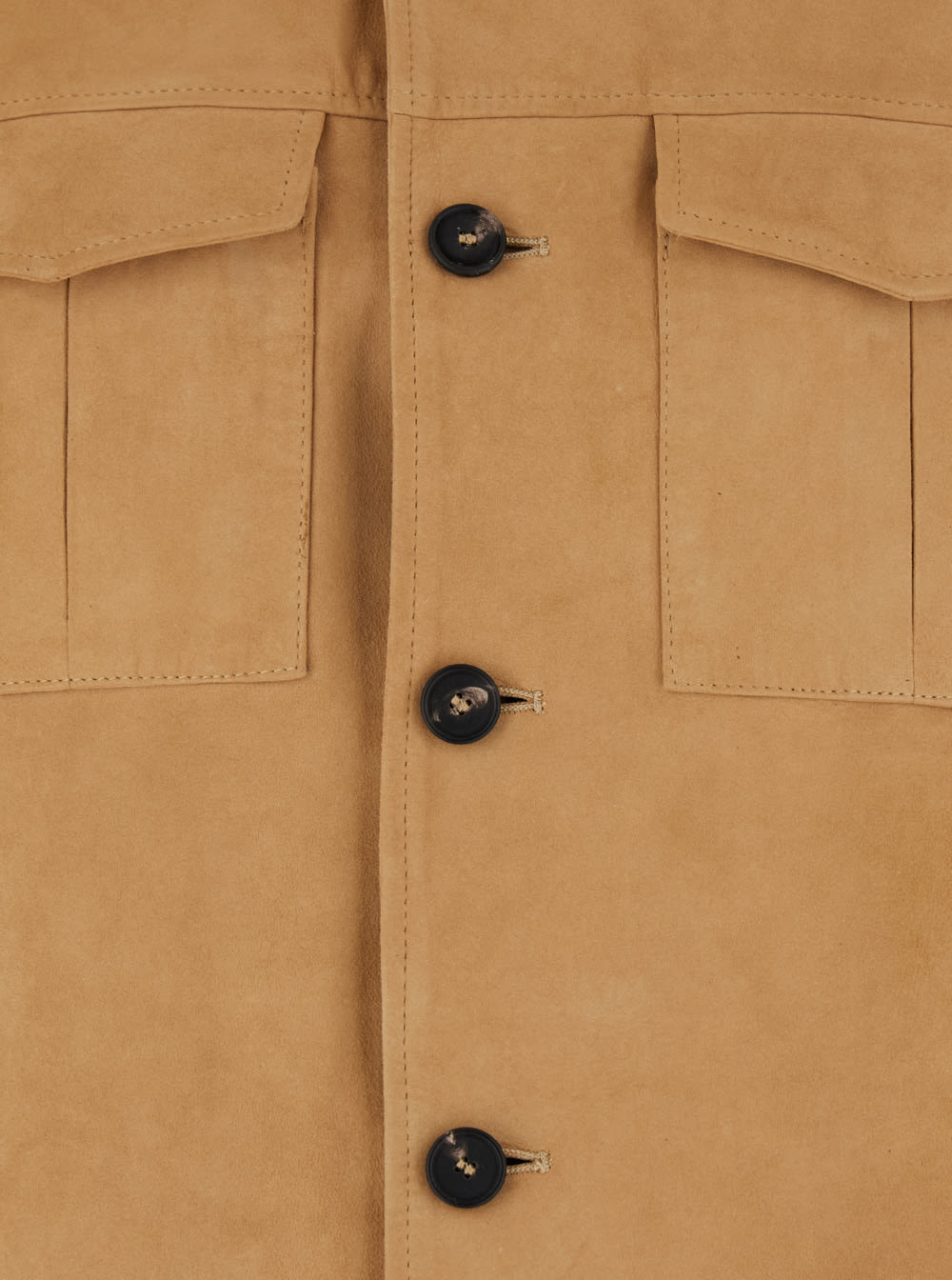 Tagliatore Beige Classic Collar Suede Jacket In Beige
