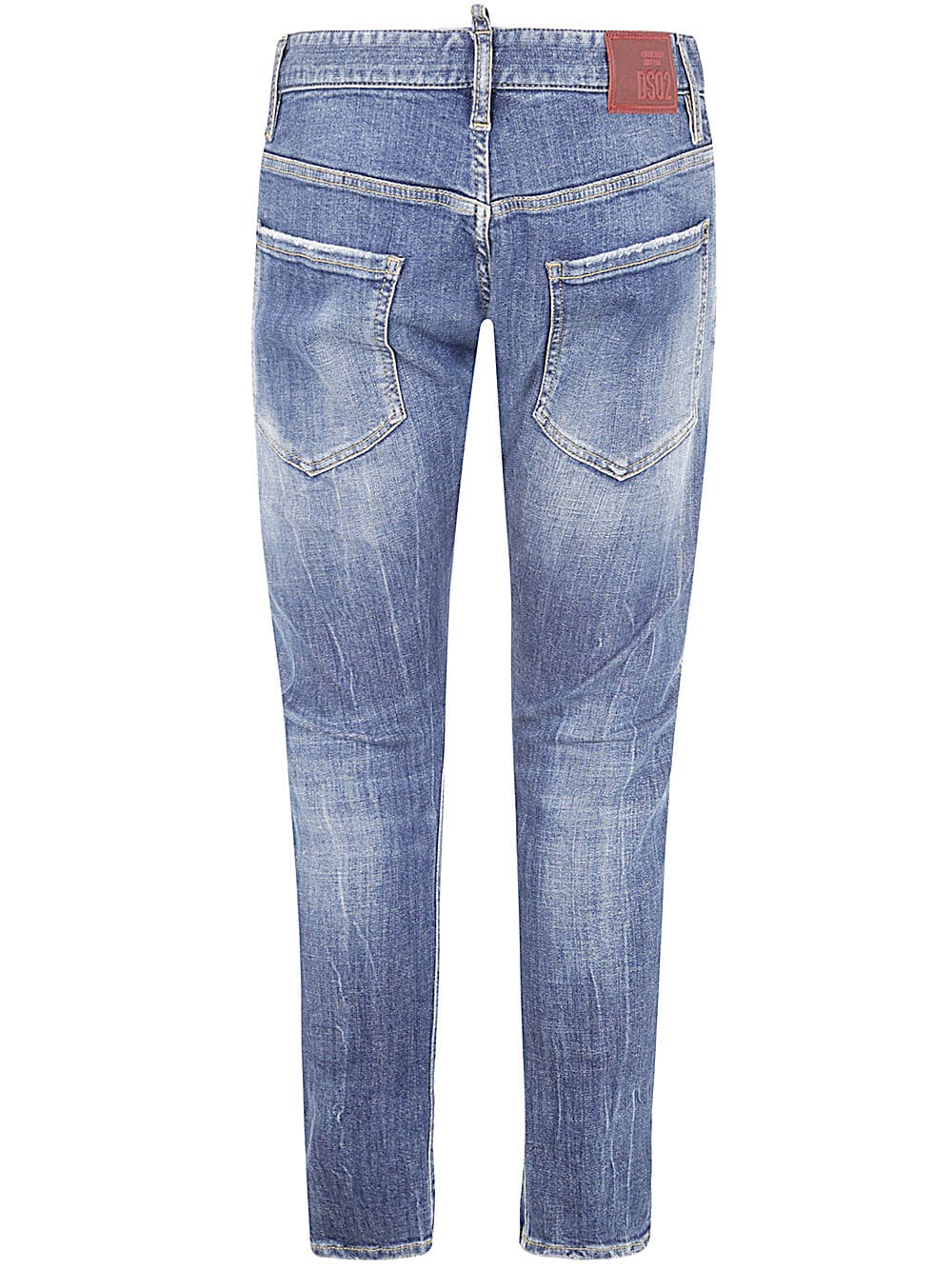 Dsquared2 Blue Slim Jeans With Rips And Bleach Effect In Cotton Blend Denim Man In Navy Blue