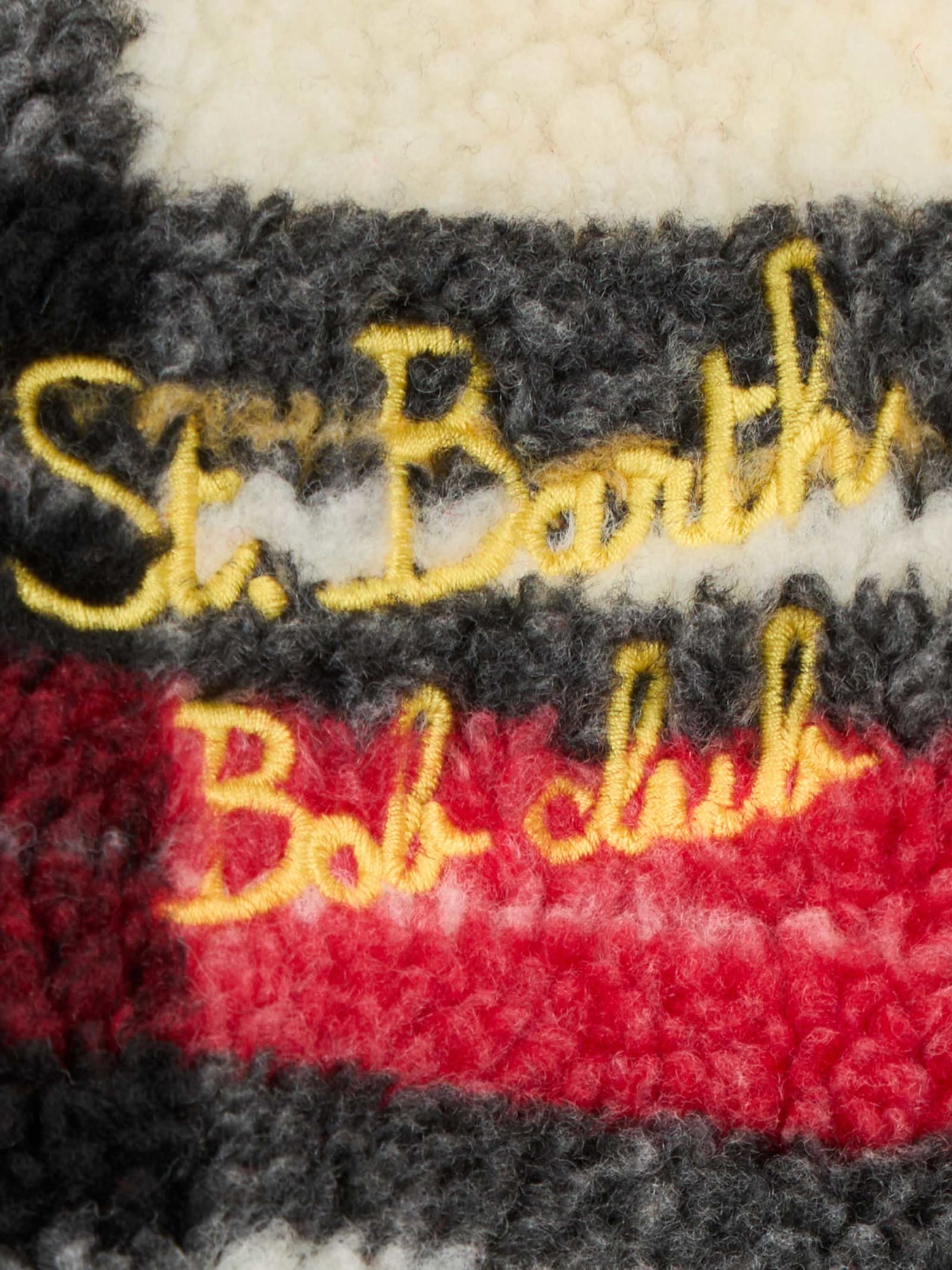 Mc2 Saint Barth Girl Sherpa Jacket With Tartan Print In White
