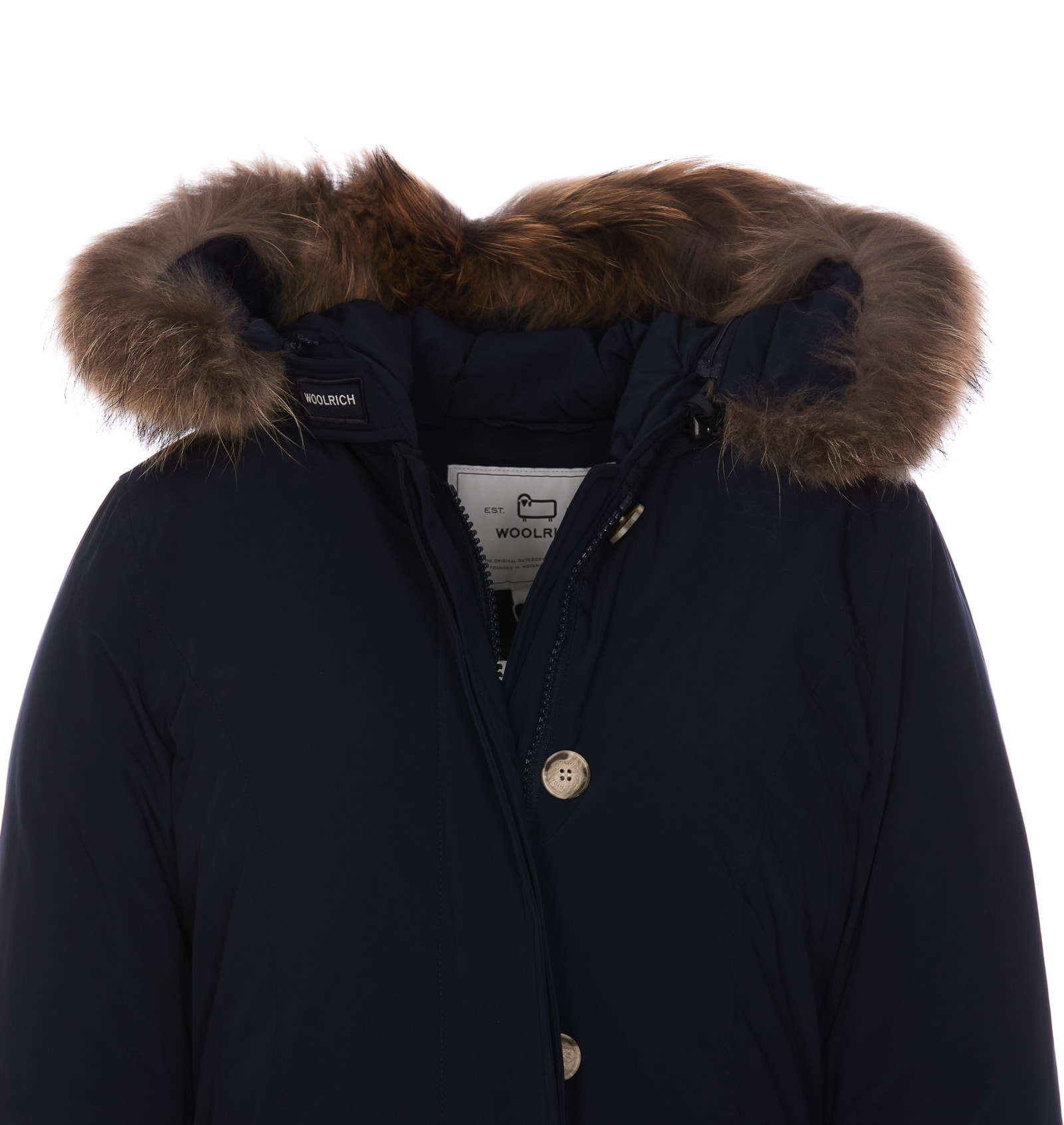 Shop Woolrich Artic Raccoon Parka Jacket In Melton Blue