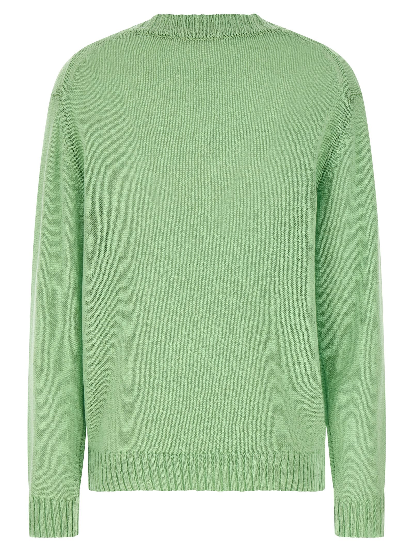 Auralee V-neck Long Sleeve Cashmere Knit Sweater In Green
