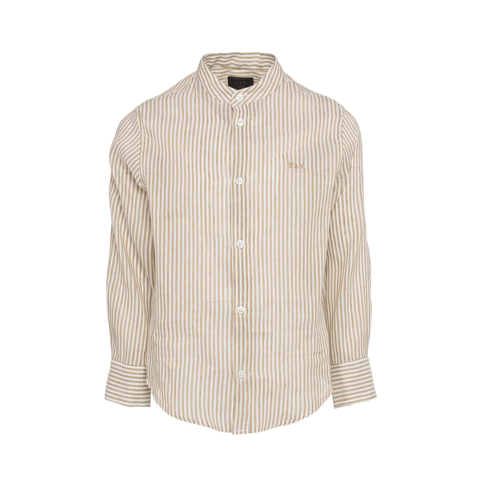 Fay Kids' Shirt With Embroidery In Cream