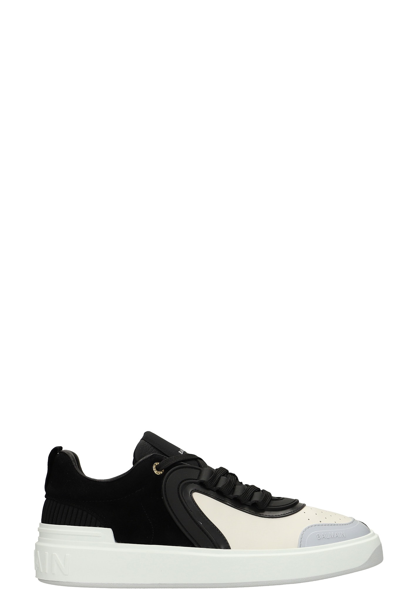 Balmain B-skate High Heels Ankle Boots In Black Suede And Leather