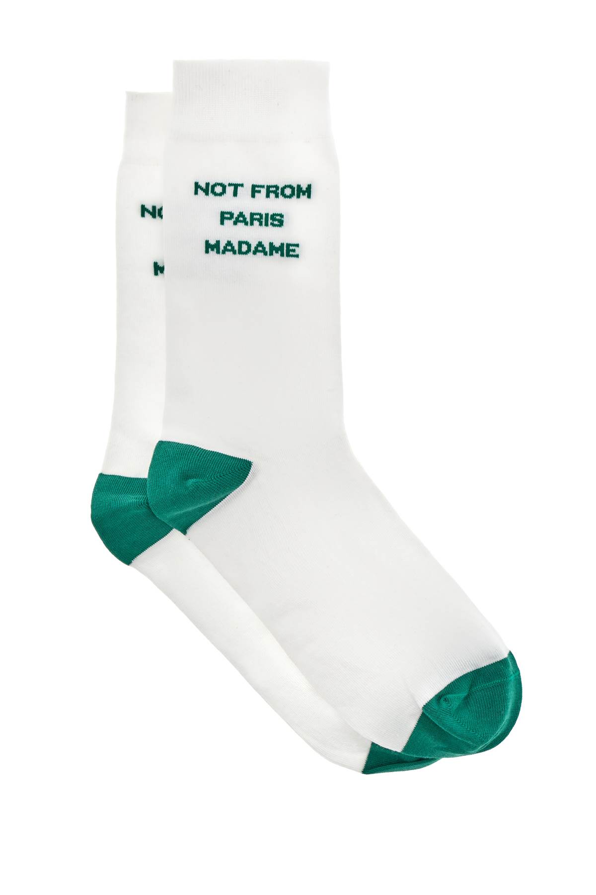 Shop Drôle De Monsieur La Chaussette Slogan Socks In Green (white)
