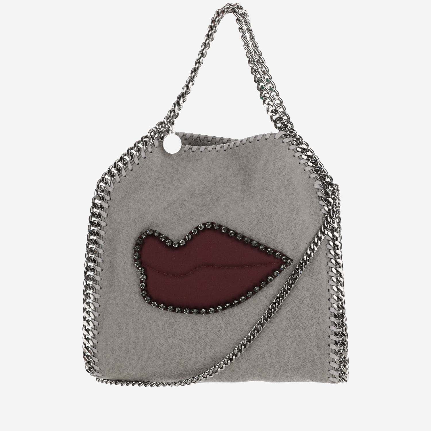 Shop Stella Mccartney Mini Falabella Lips Tote Bag In Light Grey