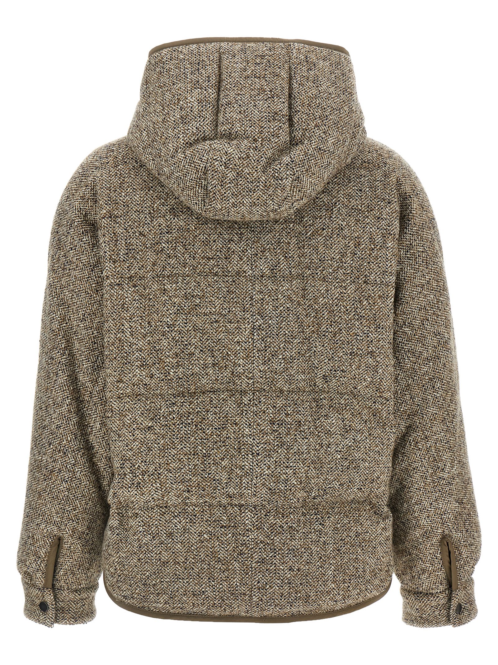 Brunello Cucinelli Reversible Down Jacket Puffer Jackets Multicolor In Brown