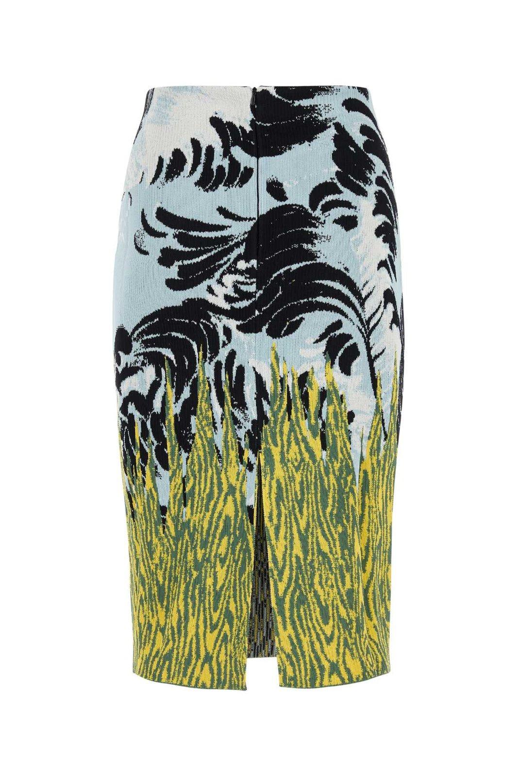 Shop Bottega Veneta Graphic Jacquard Midi Skirt In Multiyellow