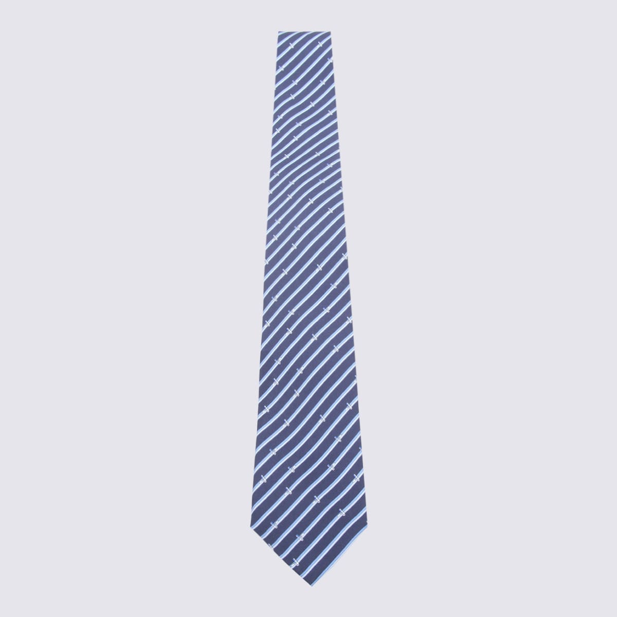 Shop Ferragamo Light And Dark Blue Silk Tie In Navy/light Blue