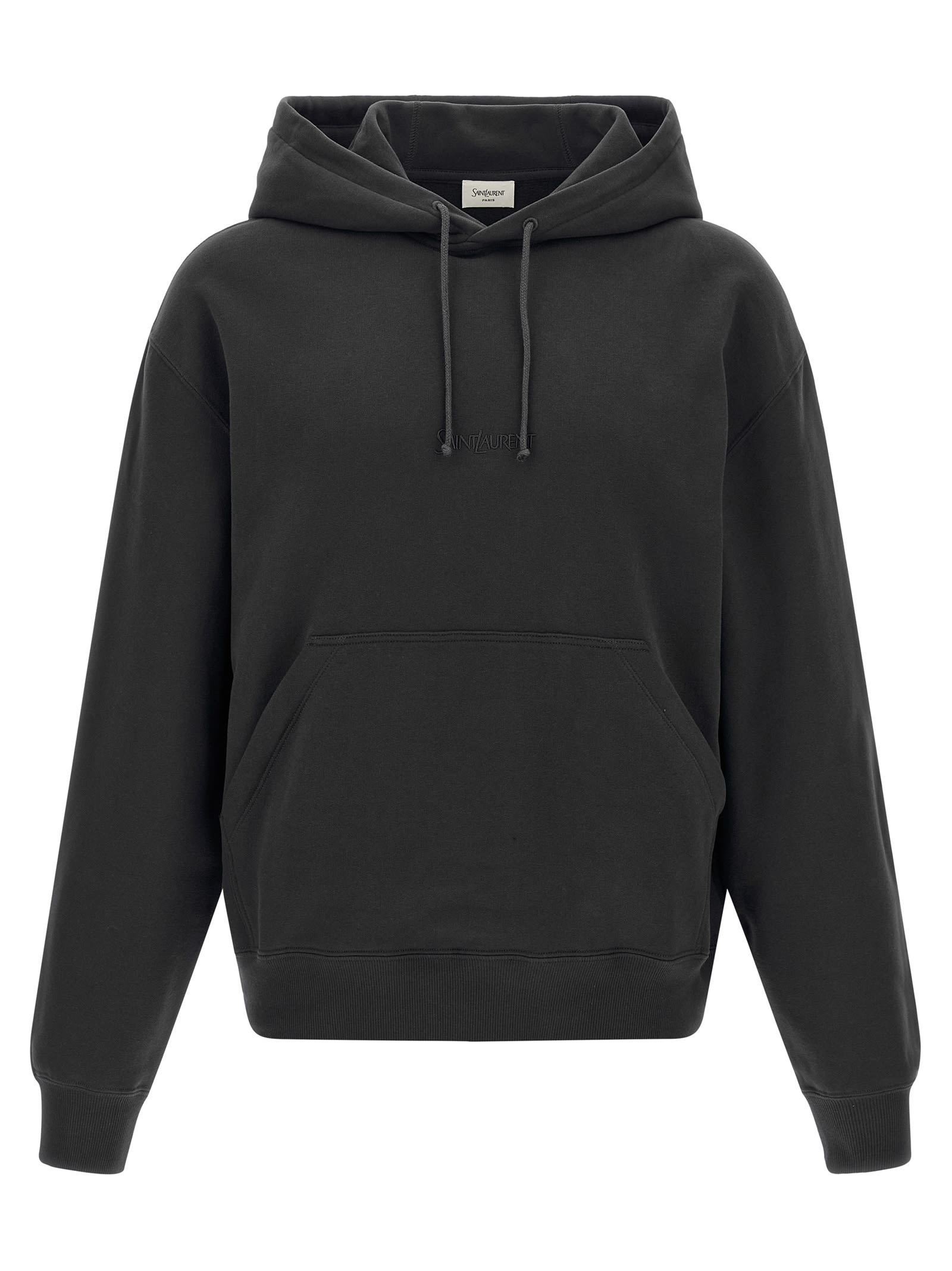 Saint Laurent Organic Cotton Sweatshirt With Frontal Logo Embroidery In Gray