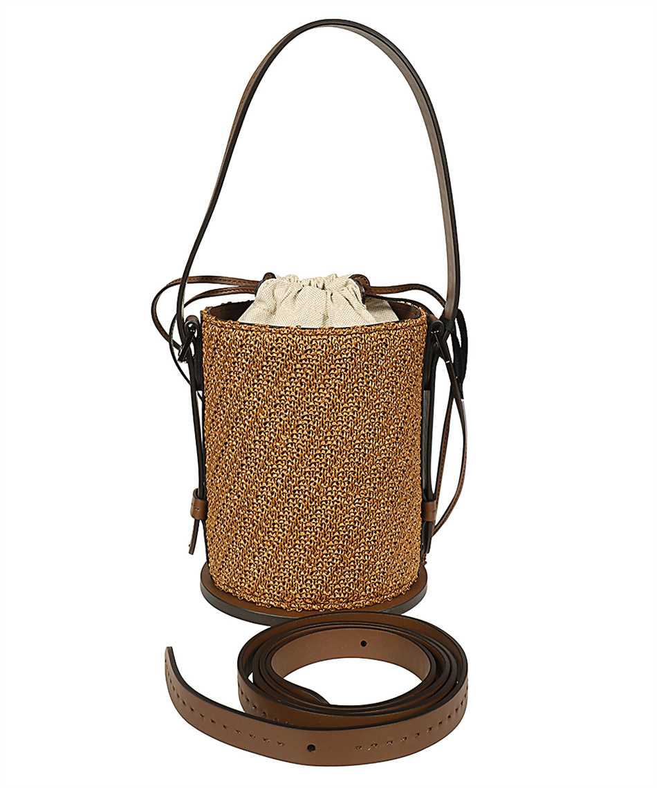 Max Mara Logo Plaque Drawstring Shoulder Bag In Brown