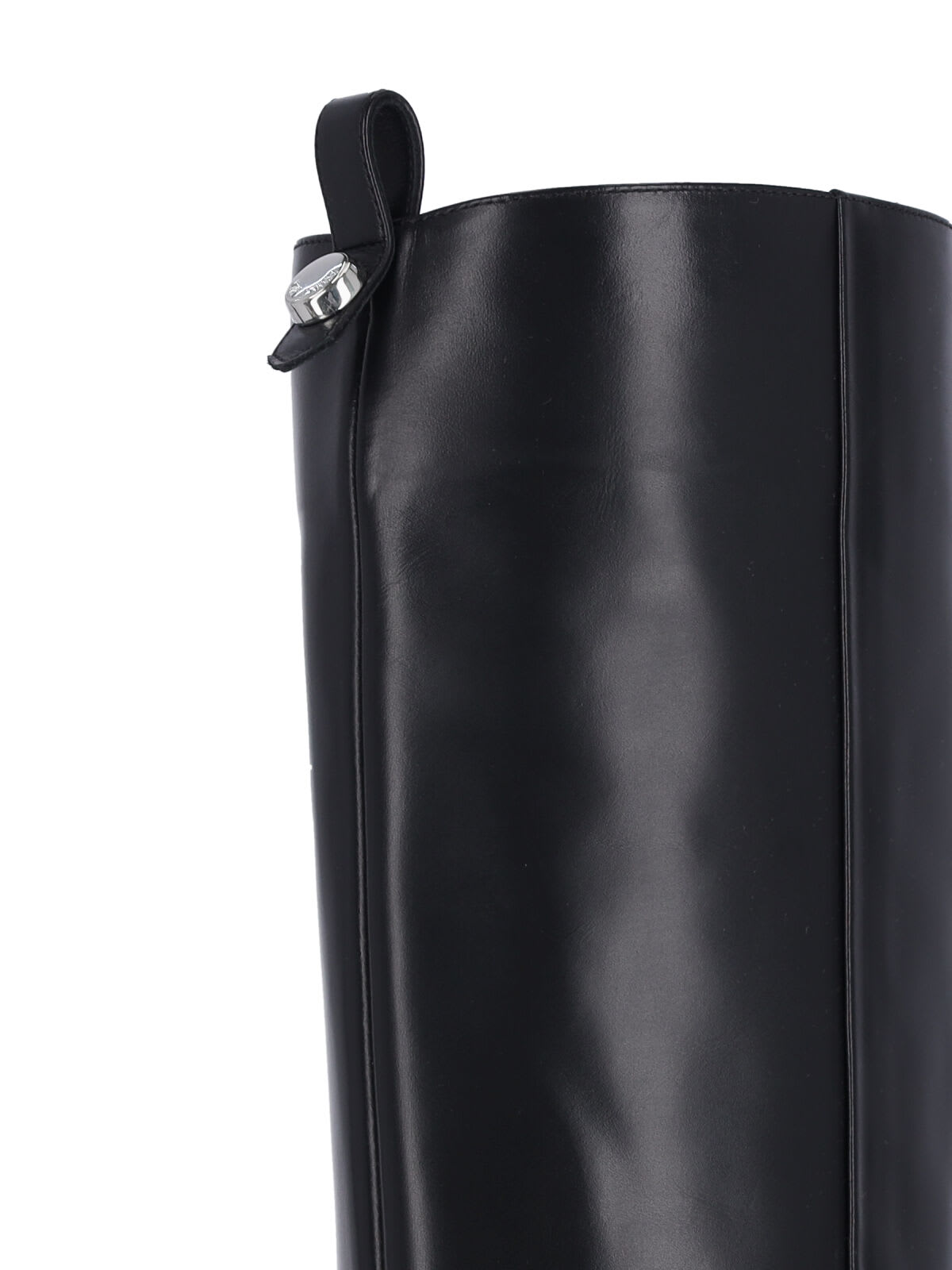 Attico Leather High Shaft Ankle Boots With Pointed Toe In Black