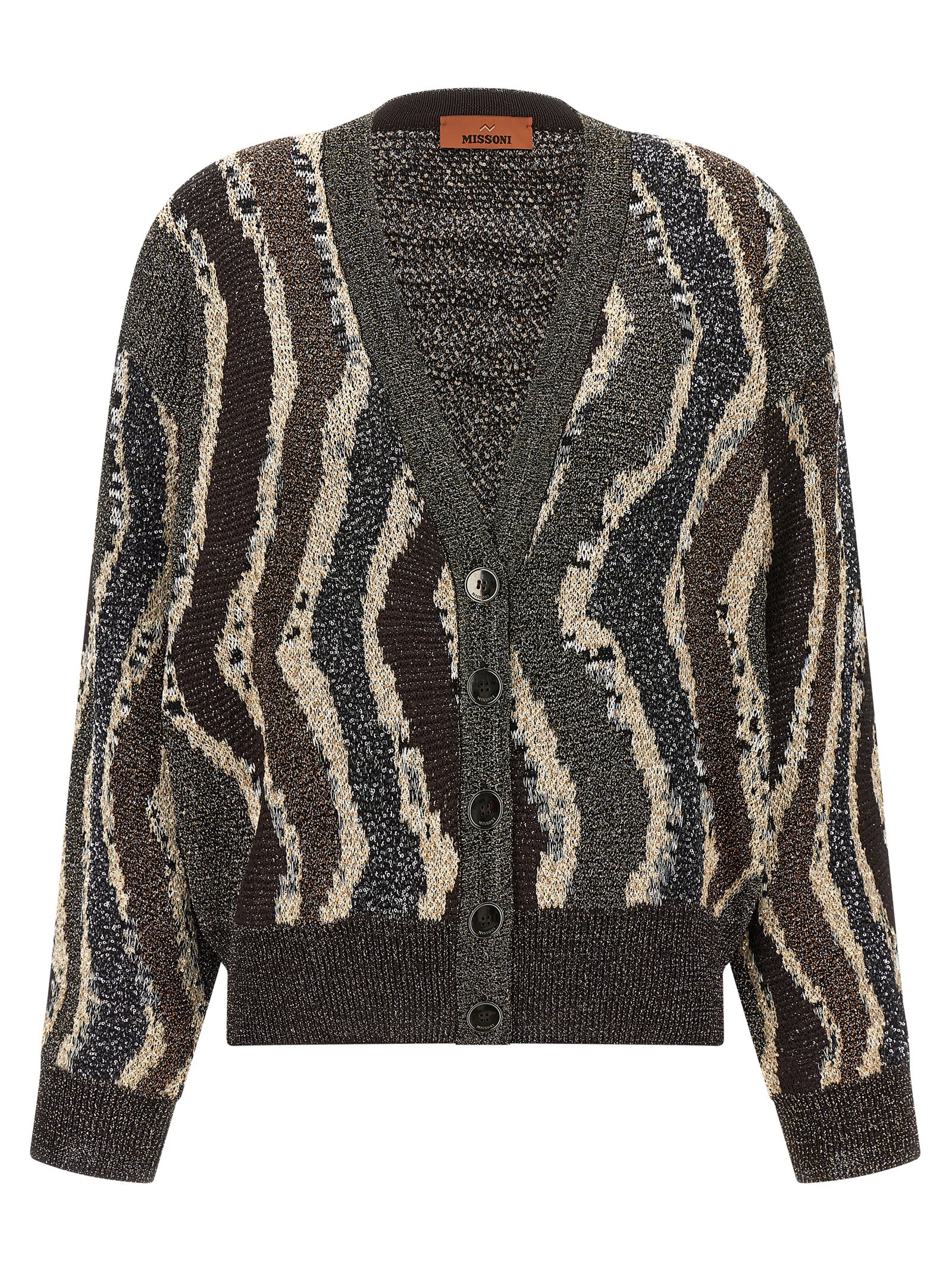 Missoni Wave Pattern Cardigan Sweaters And Cardigans Multicolor In Brown