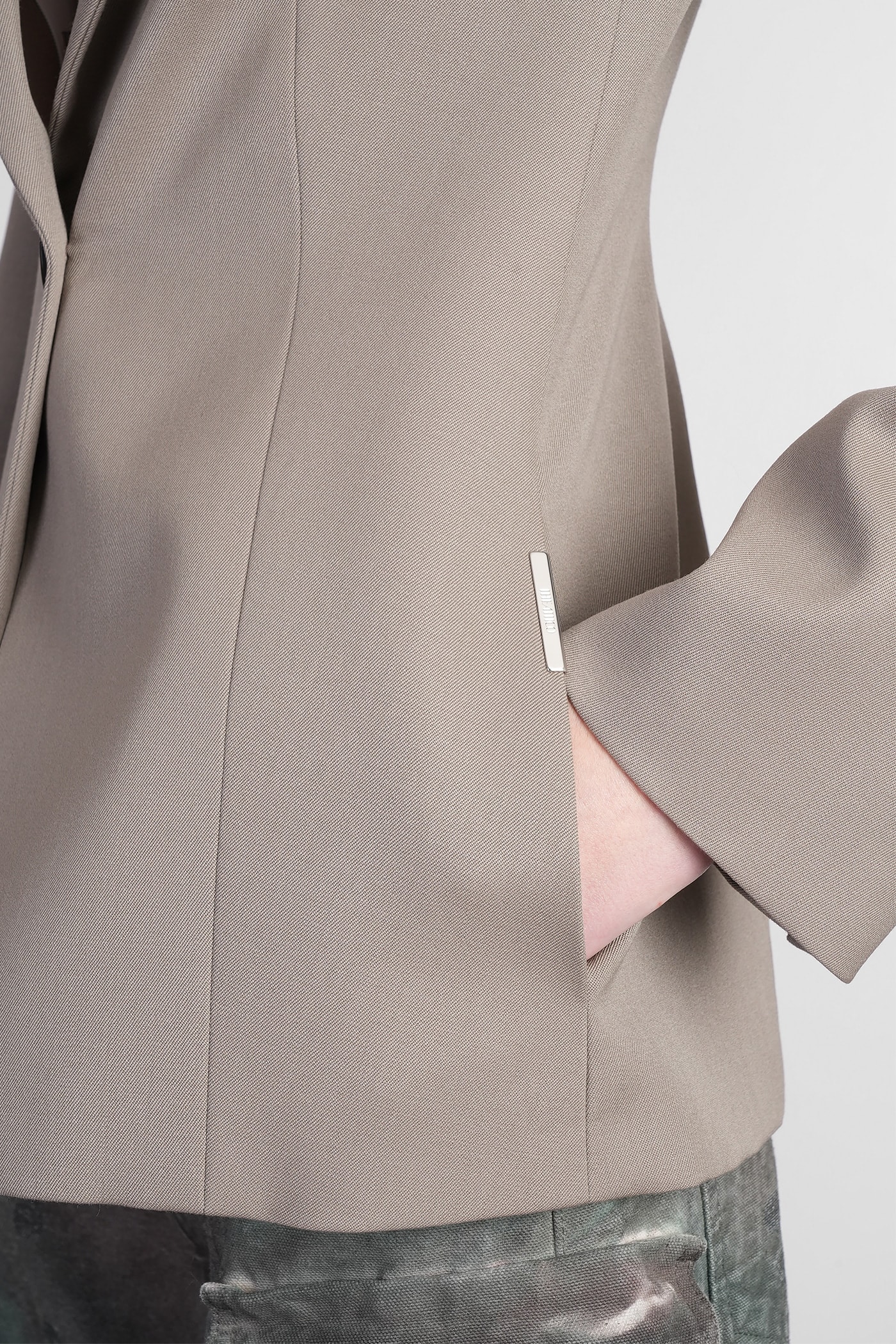 Shop Attico Blazer In Taupe Wool