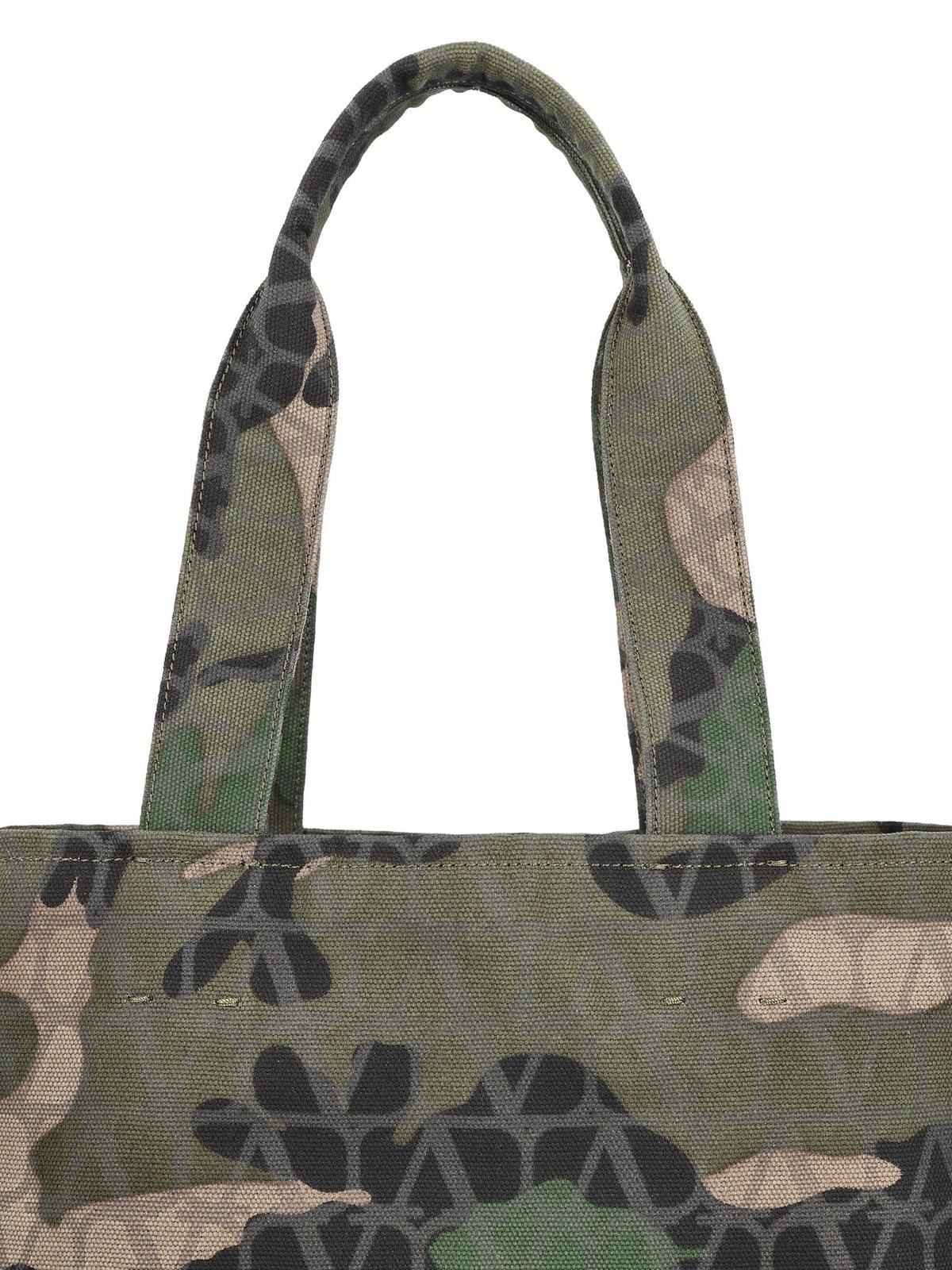 Shop Valentino Camouflage-patterned Top Handle Bag In Green