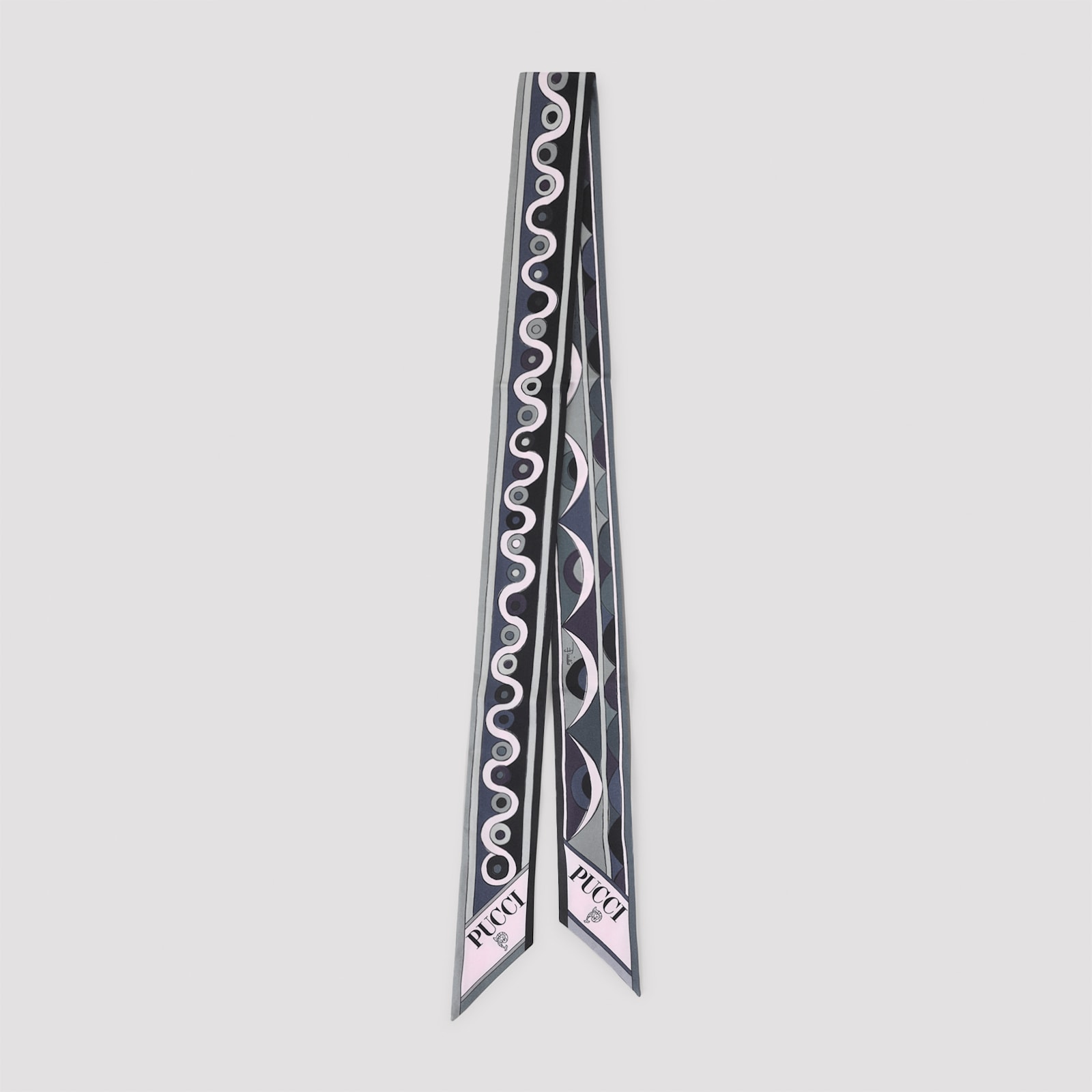 Pucci Patterned Silk Bandeau With Logo-print In Silver