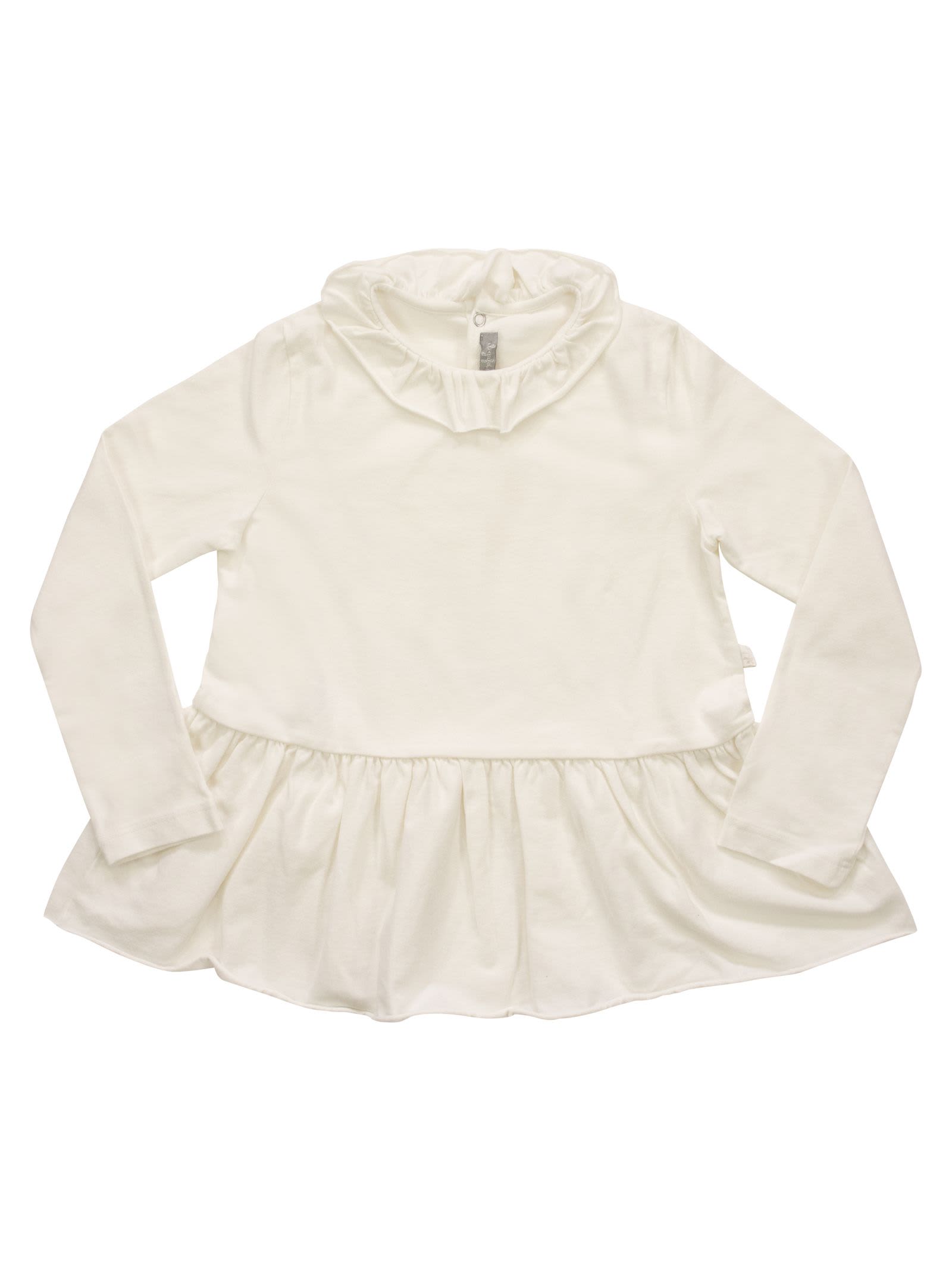 Shop Il Gufo Cotton T-shirt With Flounce In Milk
