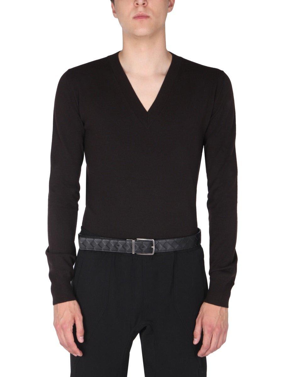 Shop Bottega Veneta V-neck Knit Jumper In Brown