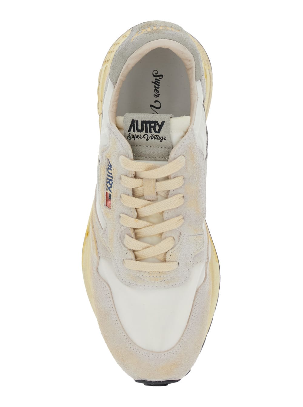 Autry 'reel Wind Super Vintage' Beige Low Top Sneakers With Logo Detail And Vintage Effect In Beige