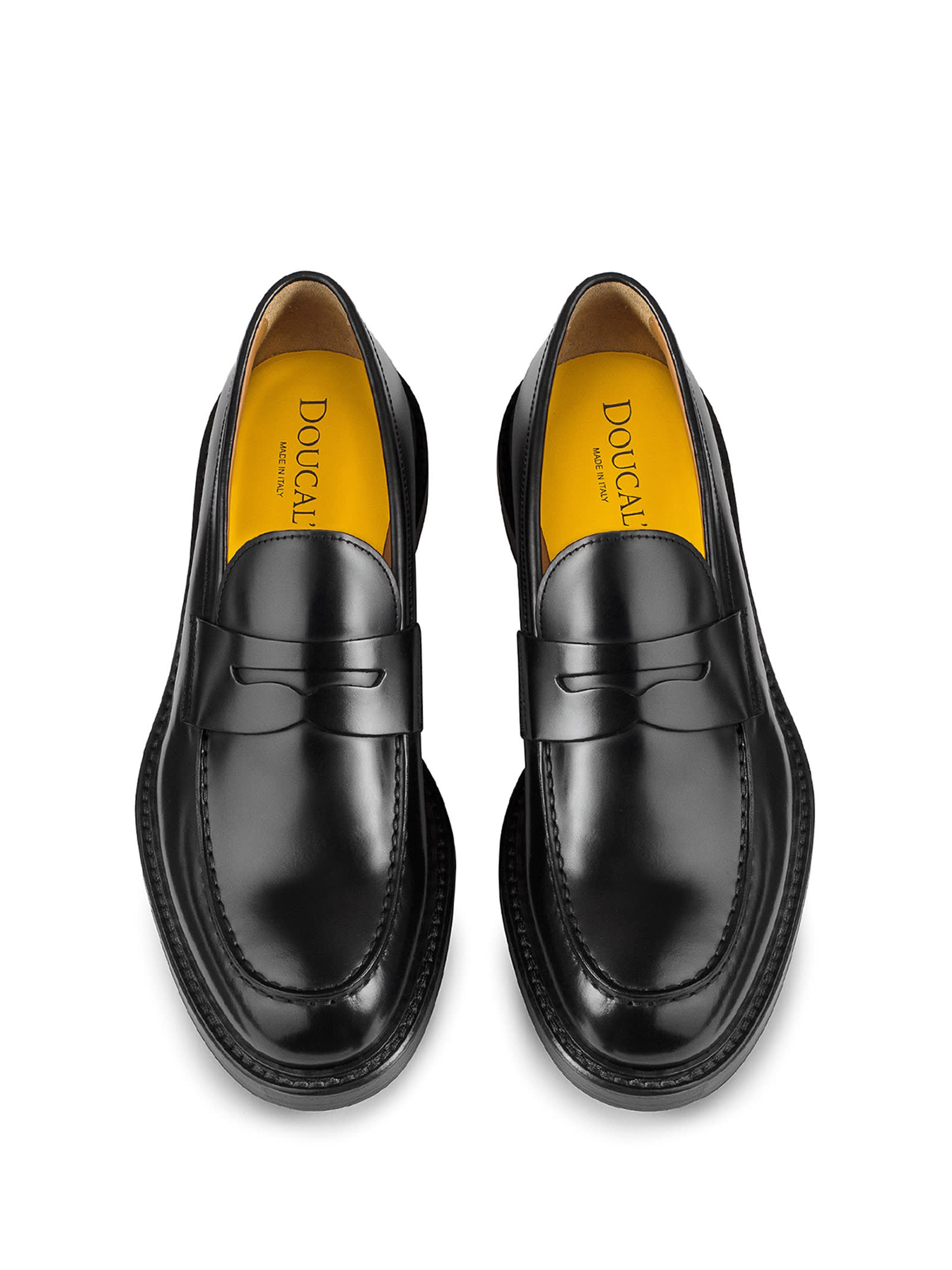 Shop Doucal's Black Leather Moccasin In Nero