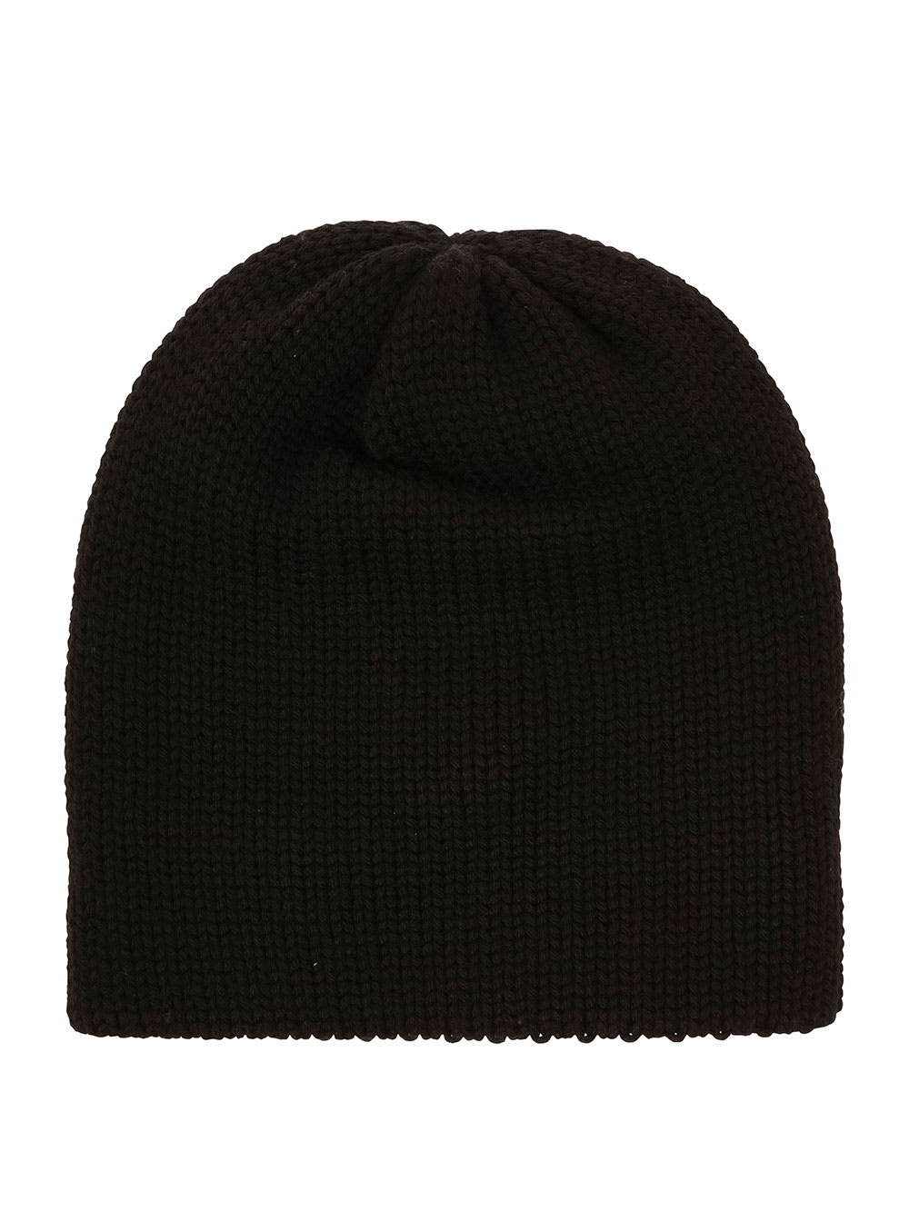 Shop Moncler Black Beanie With Logo Patch In Wool Woman