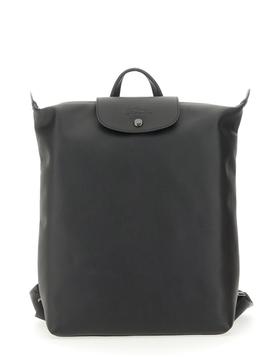 Longchamp Adjustable Straps Front Flap Top Handle Backpack In Black