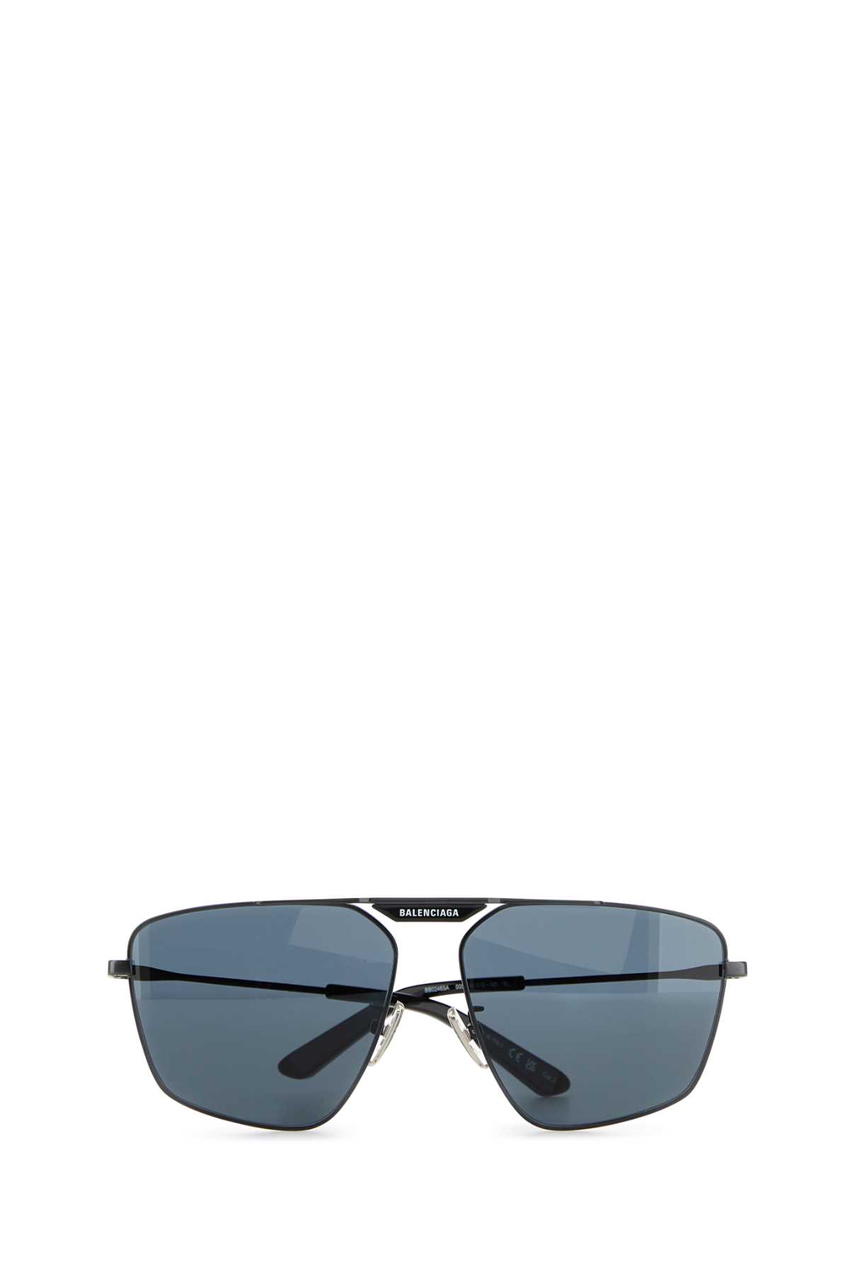Balenciaga Occhiali Da Sole Tag 2.0 Navigator In Metallo Nero Donna In Matte Dark Ruth/blue