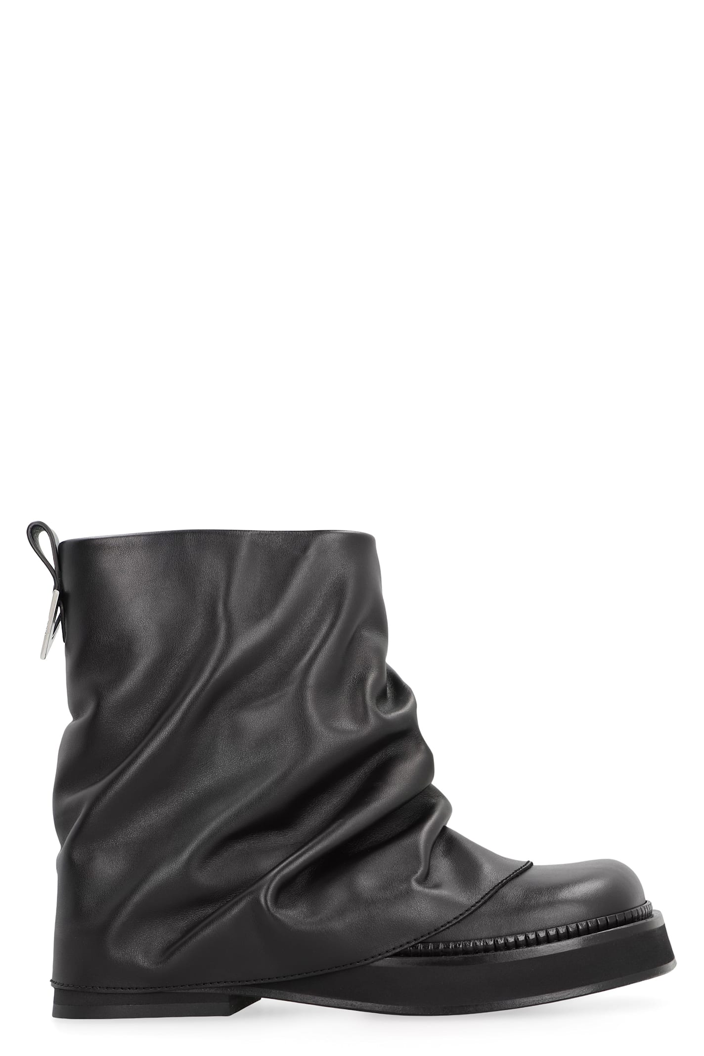 Attico Mini Robin Combat Leather Boots In Black