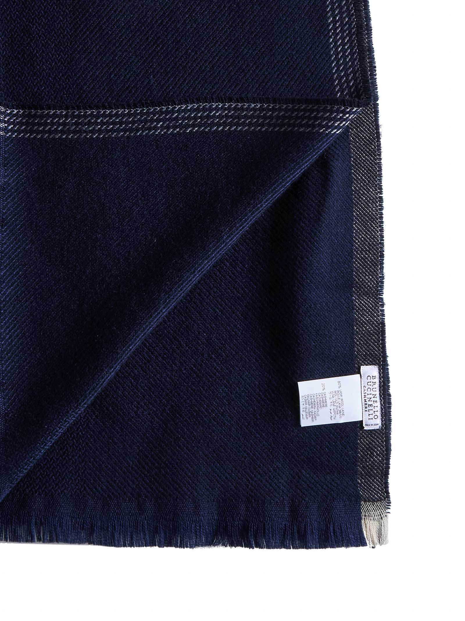Brunello Cucinelli Scarf In Blue Brown Grey