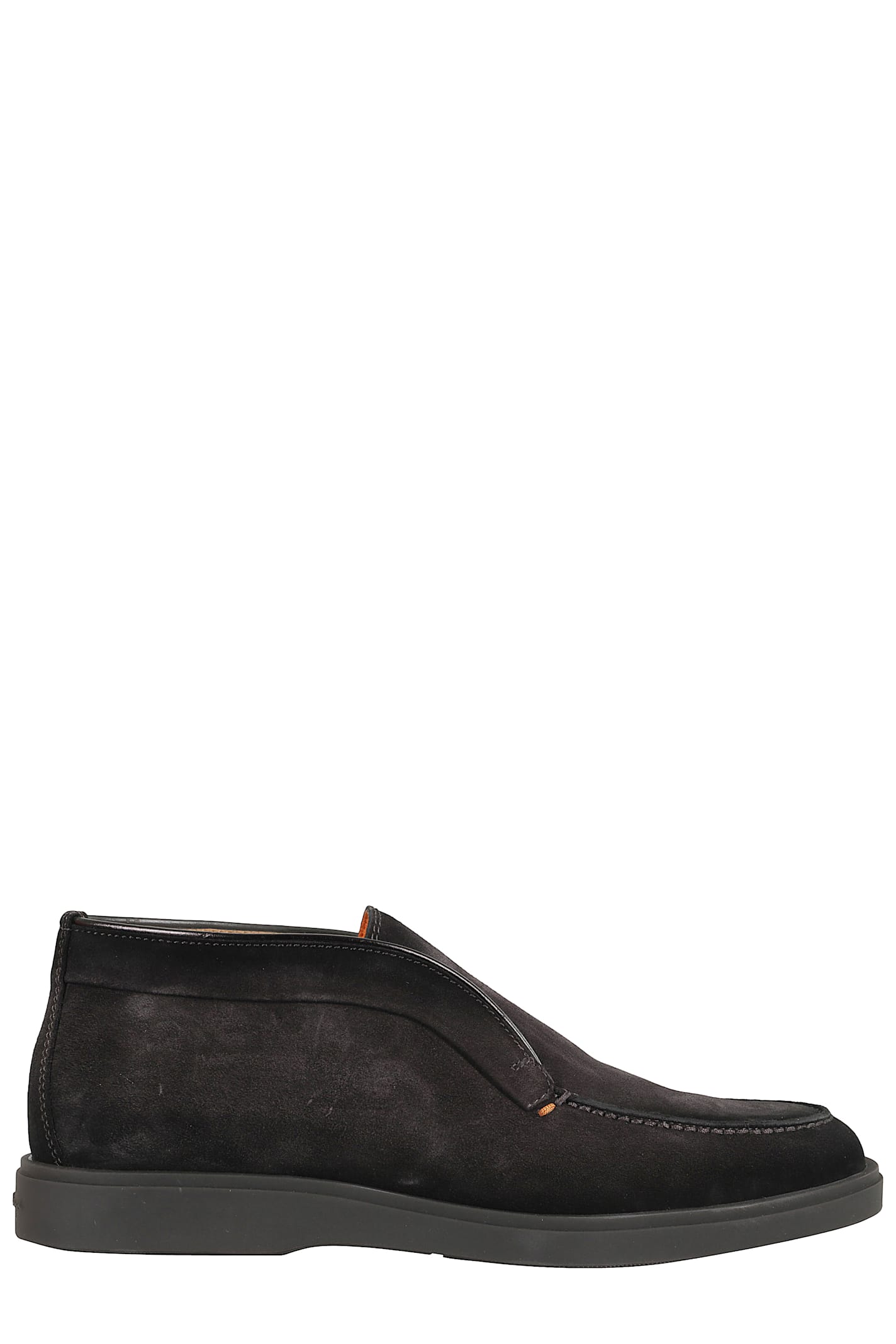 Santoni Midnight Blue Calf Suede Slip-on Shoes With Branded Insole In Gray