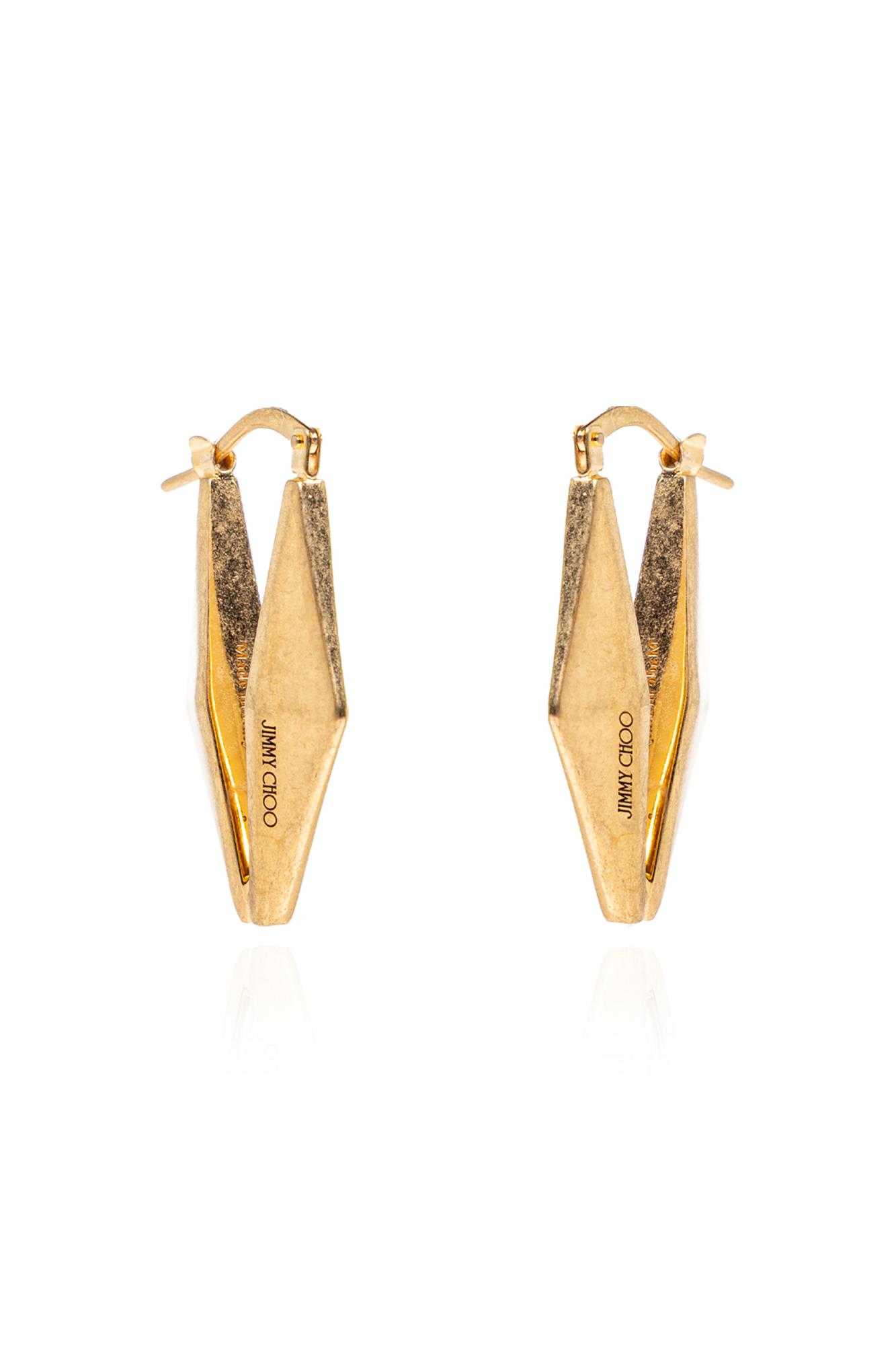 Jimmy Choo Earrings With Engraved Logo In Gold