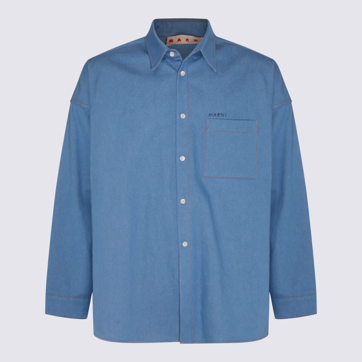 Shop Marni Light Blue Cotton Shirt In Azure