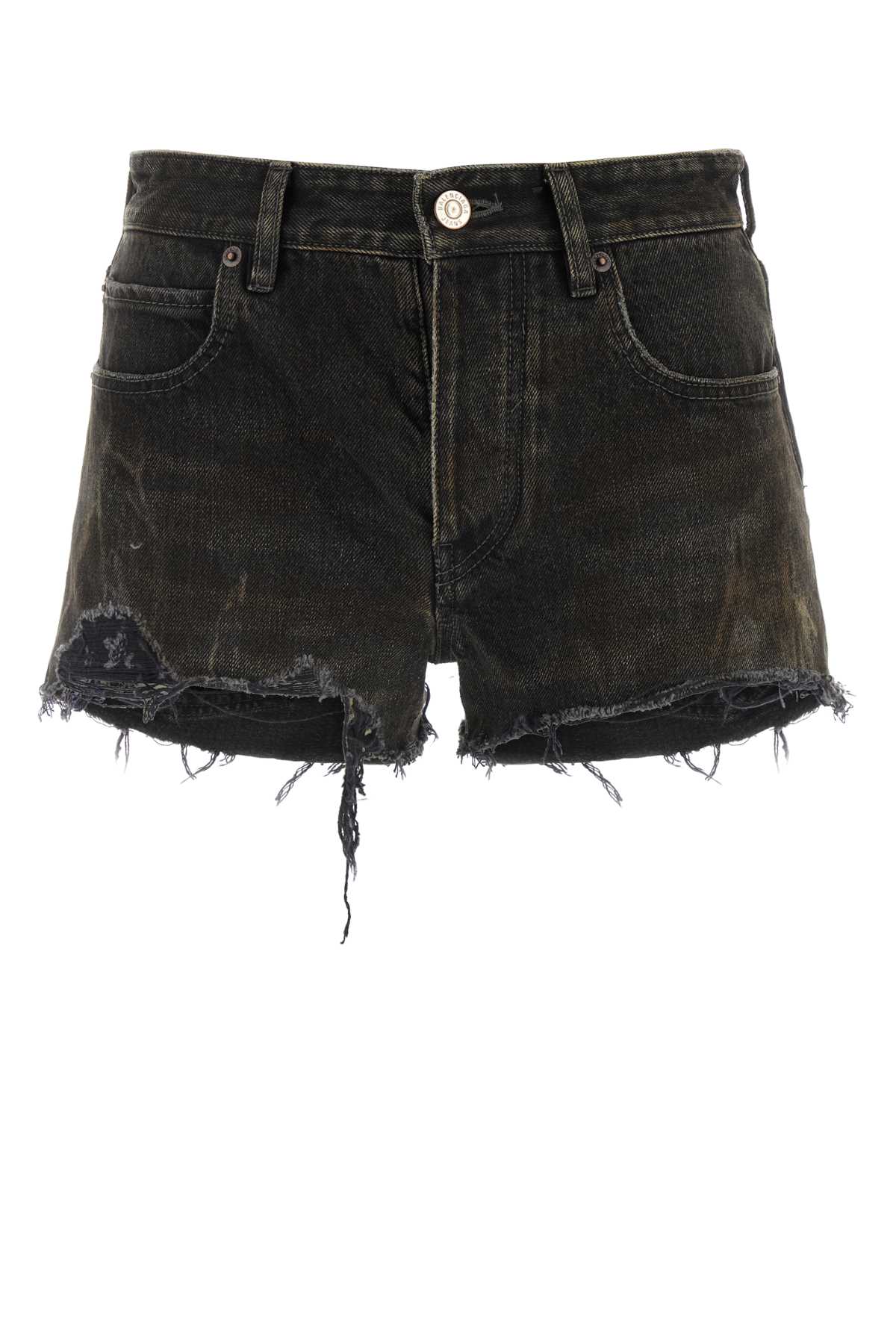 Shop Balenciaga Dark Grey Denim Shorts In Darkdirty