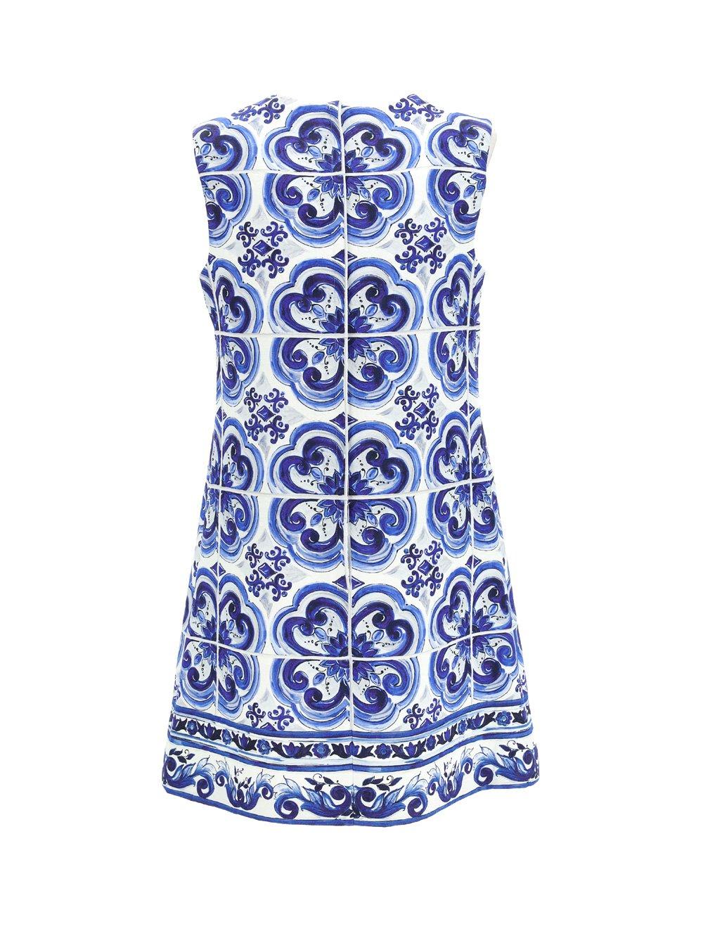 Shop Dolce & Gabbana Majolica-print Round Neck Mini Dress In Tn Blu/bco