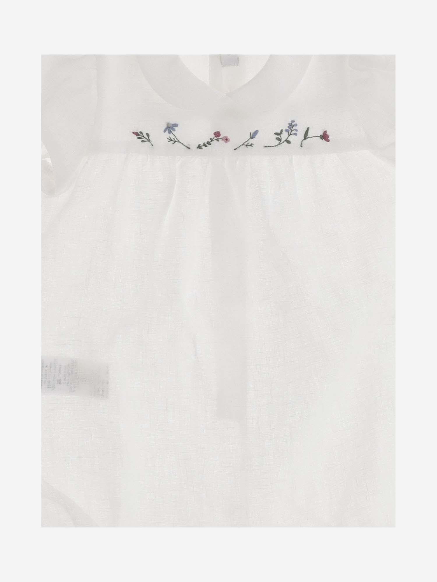 Shop Il Gufo Soft Linen Romper With Embroidery In White