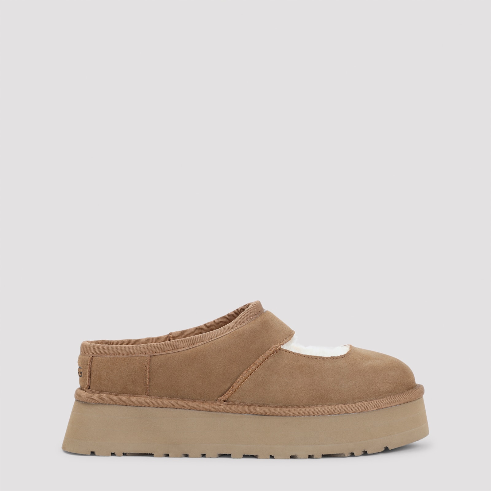 Ugg Bea Mary-jane Flatform Suede Slippers In Brown