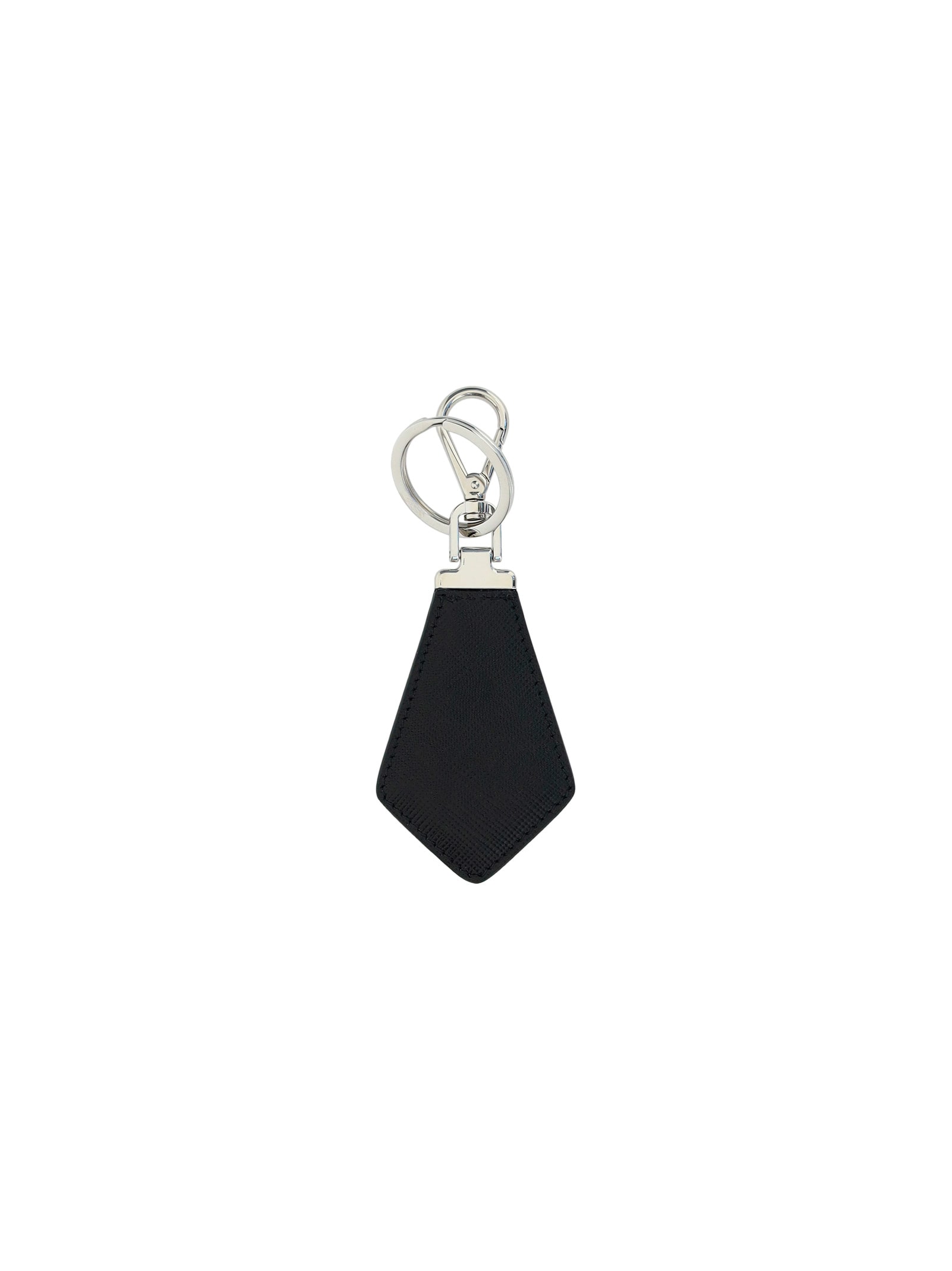 Shop Prada Keyring In Black