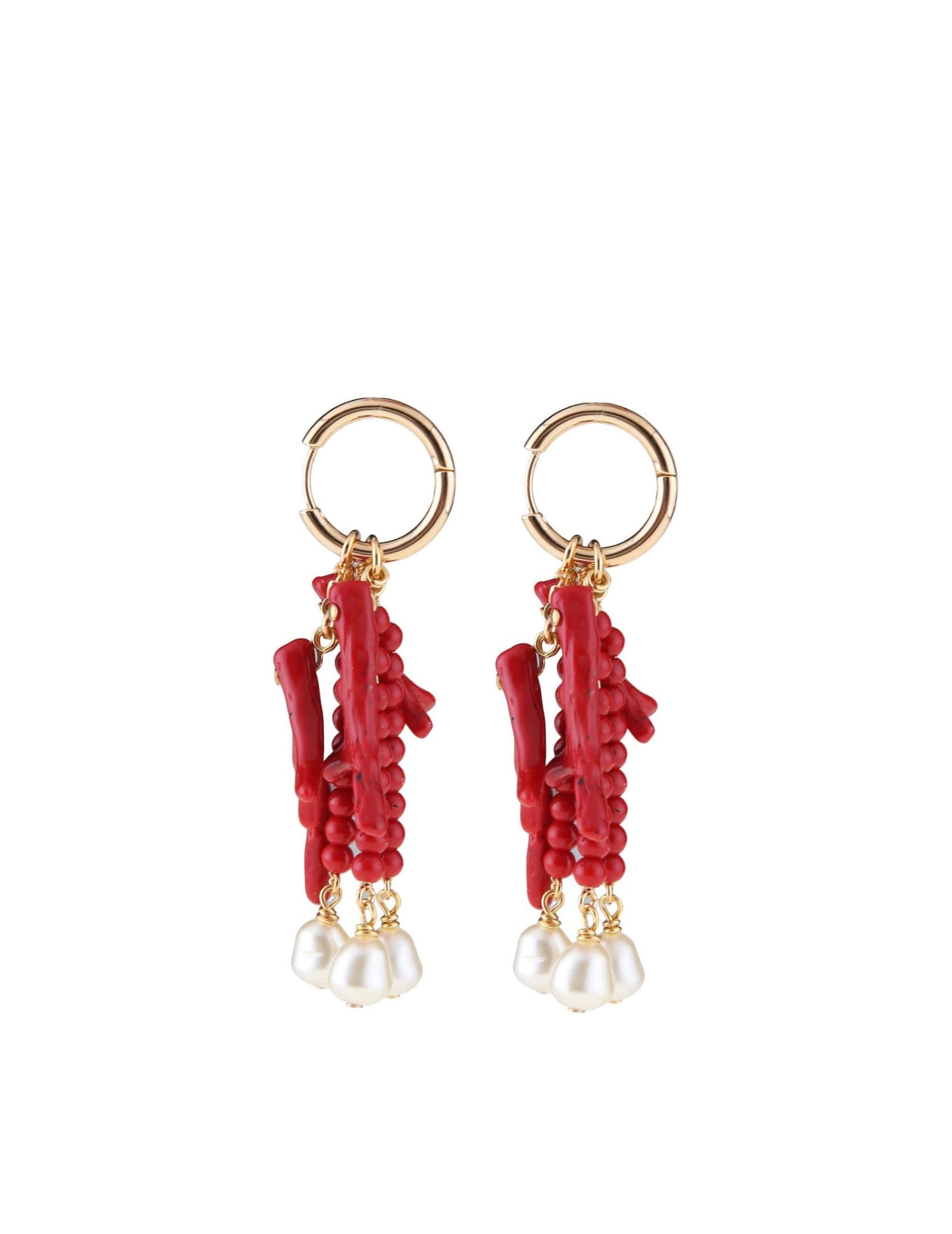 Shop Dolce & Gabbana Dolce And Gabbana Earrings With Coral Branches In Gold