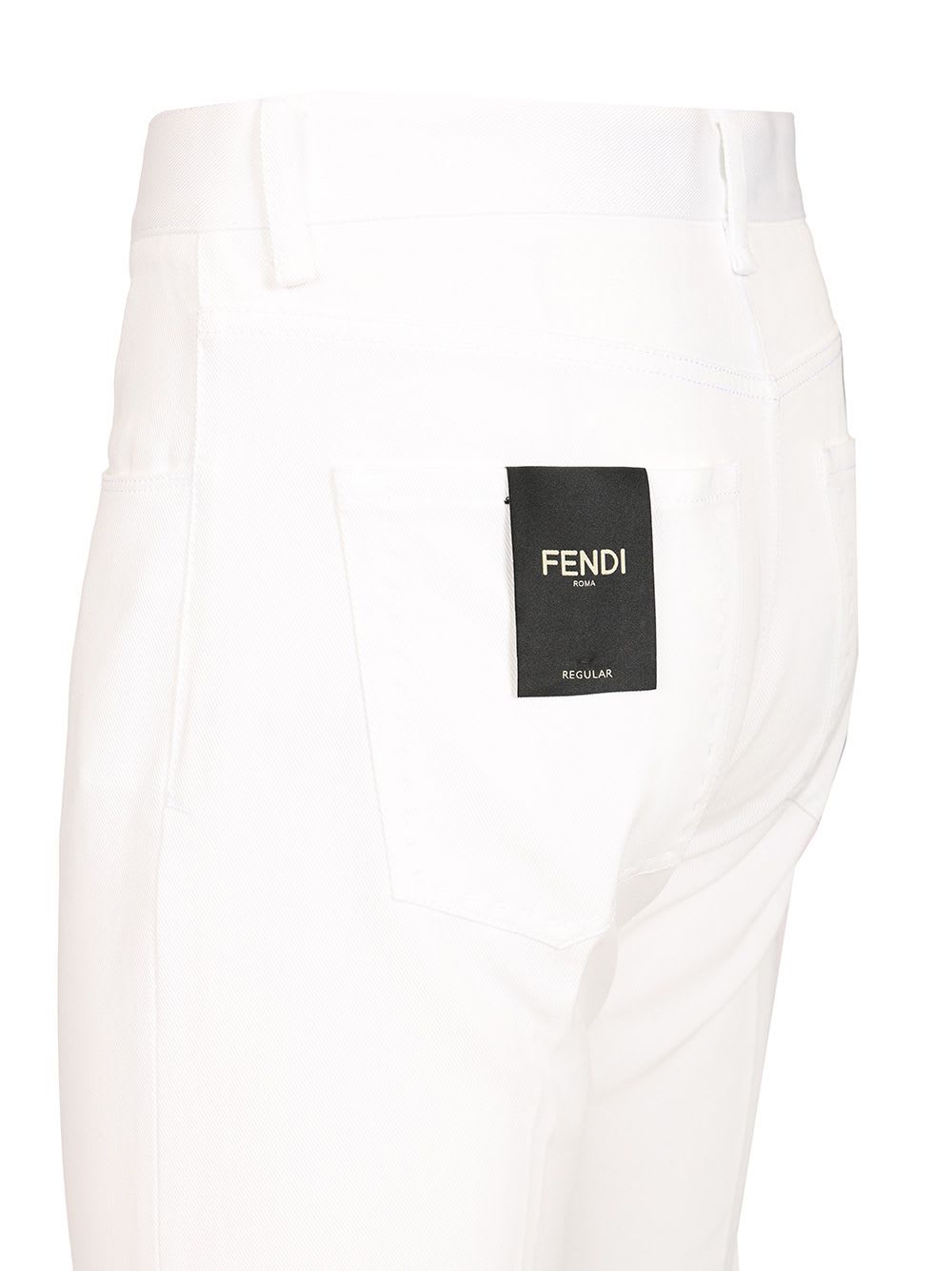 Fendi Regular Denim White Wth Ff Embroidery Jeans White