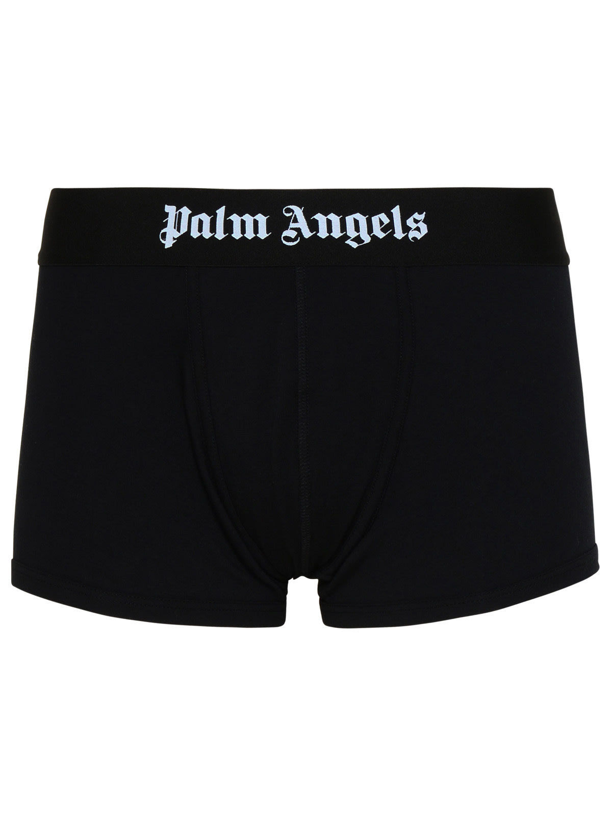 Palm Angels Logo Stretch Cotton Boxer Briefs In Nero