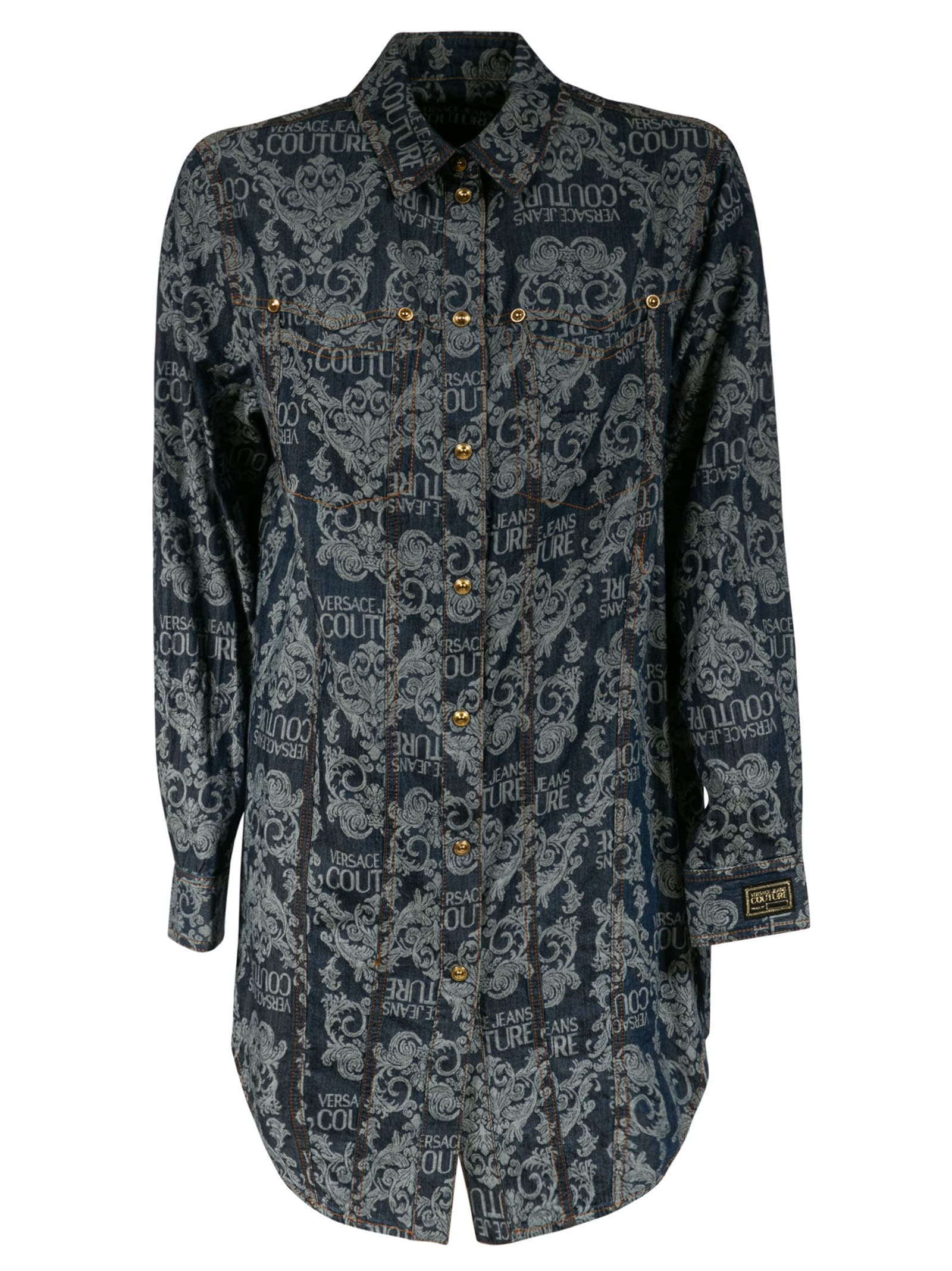 Versace Jeans Couture Couture Printed Denim Buttoned Jacket