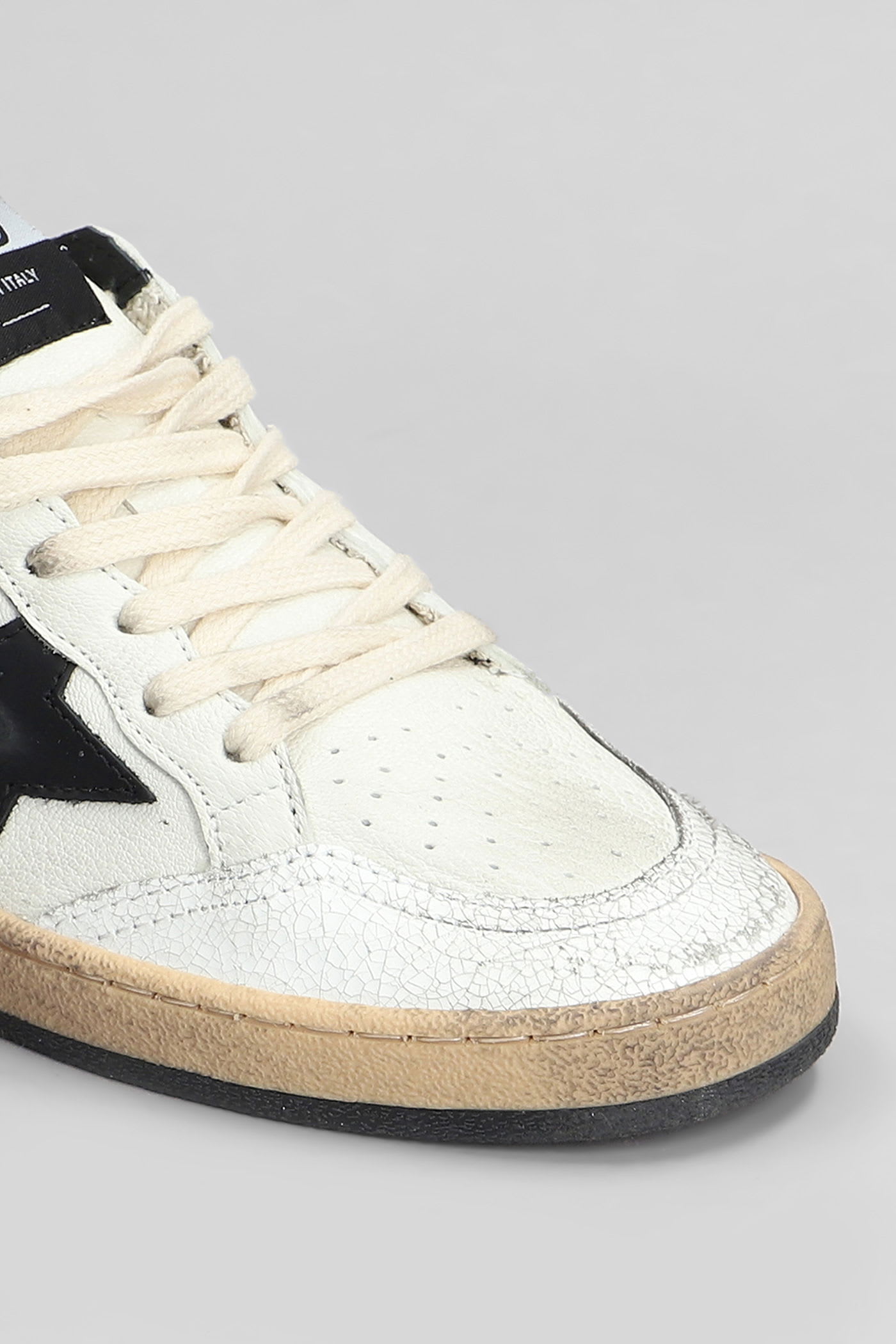 Golden Goose White And Black Leather Ball Star Low Sneakers In Multi