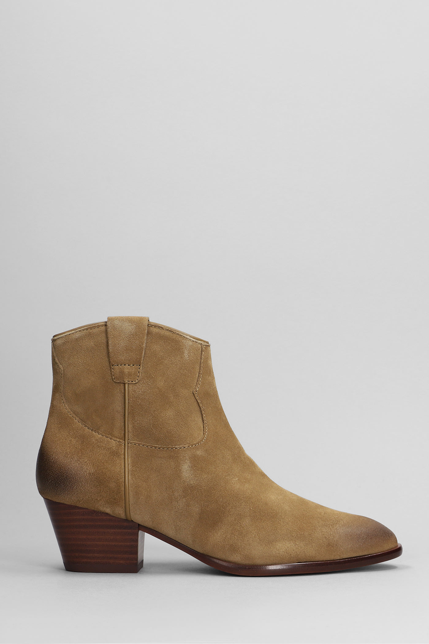 Fame Texan Ankle Boots In Brown Suede