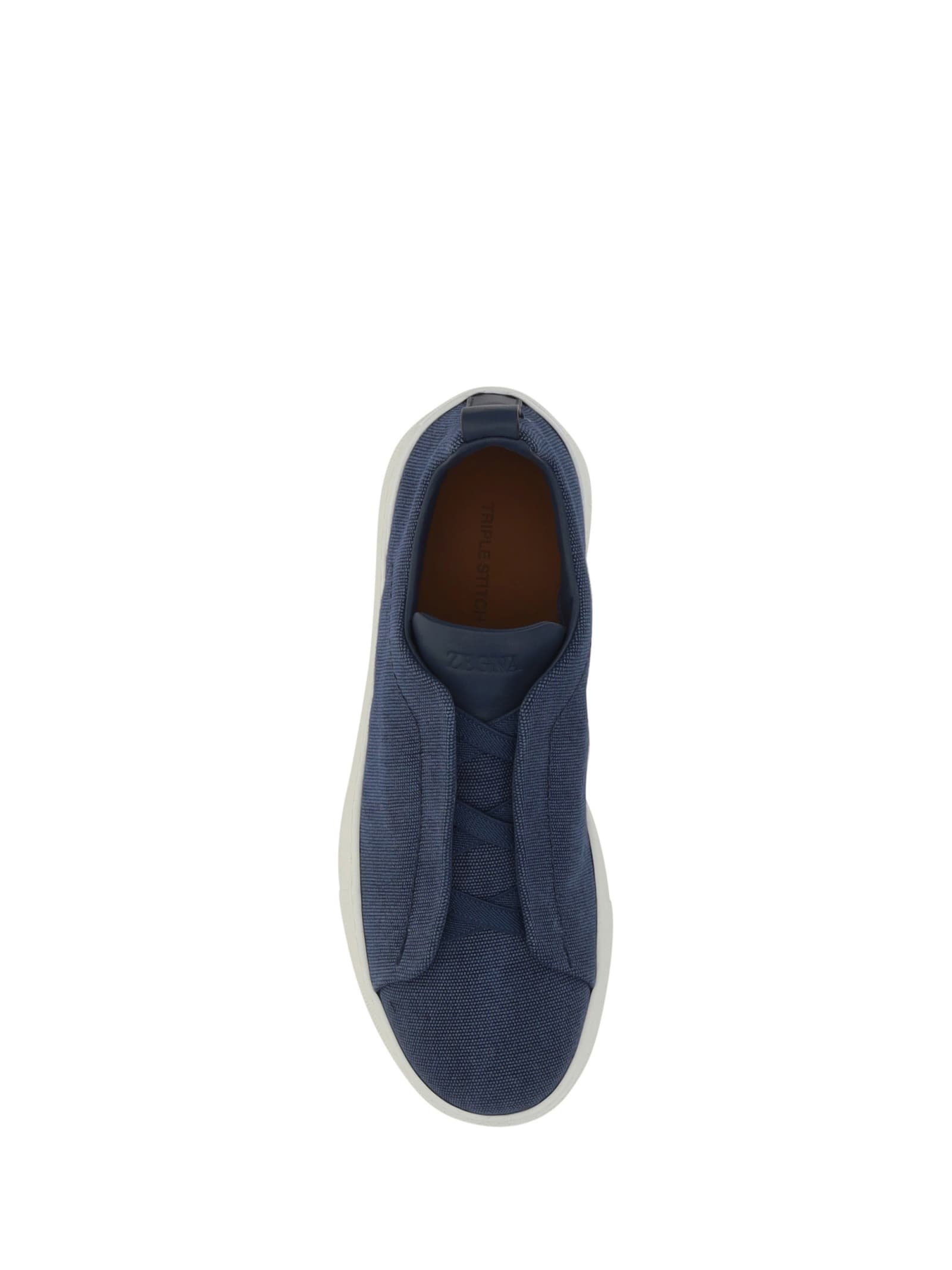 Shop Zegna Low Top Sneakers In Blue Medio Unito
