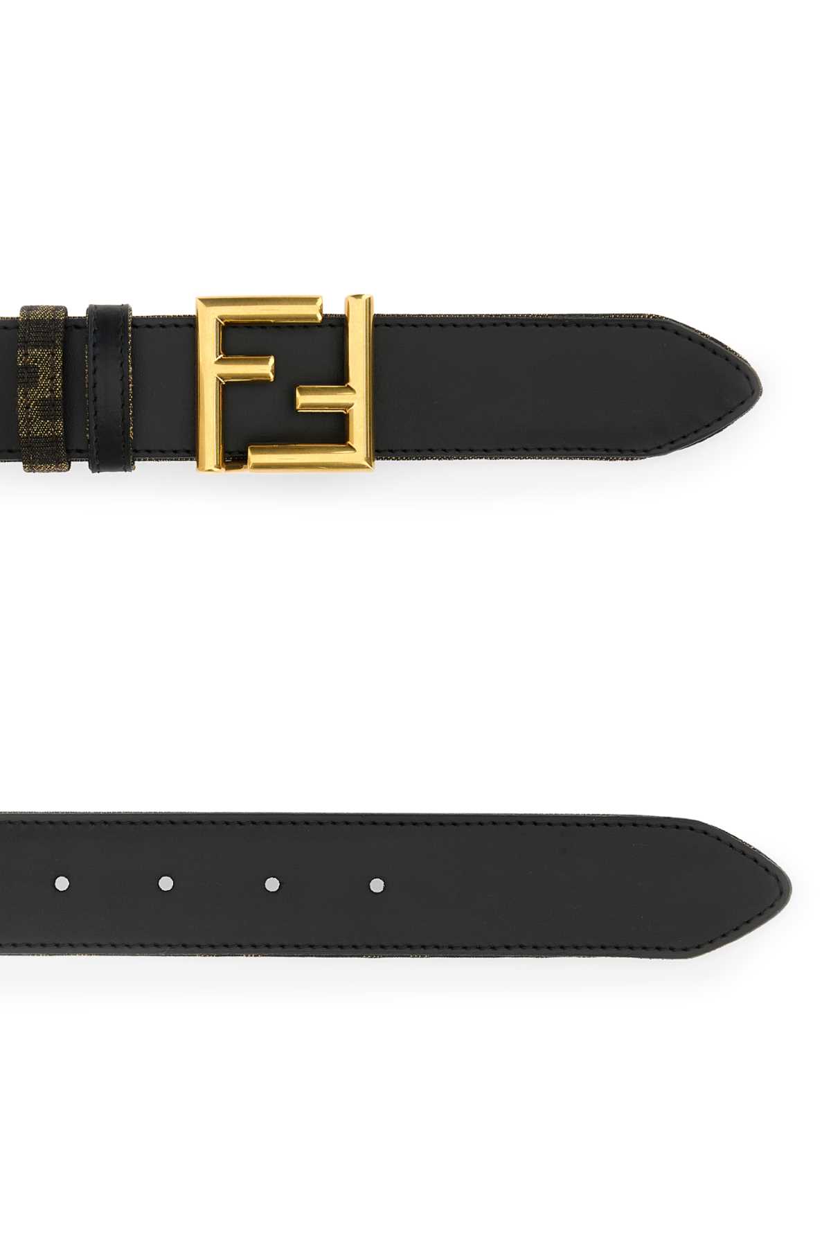 Shop Fendi Black Leather Ff Reversible Belt In Nerotabmrobur