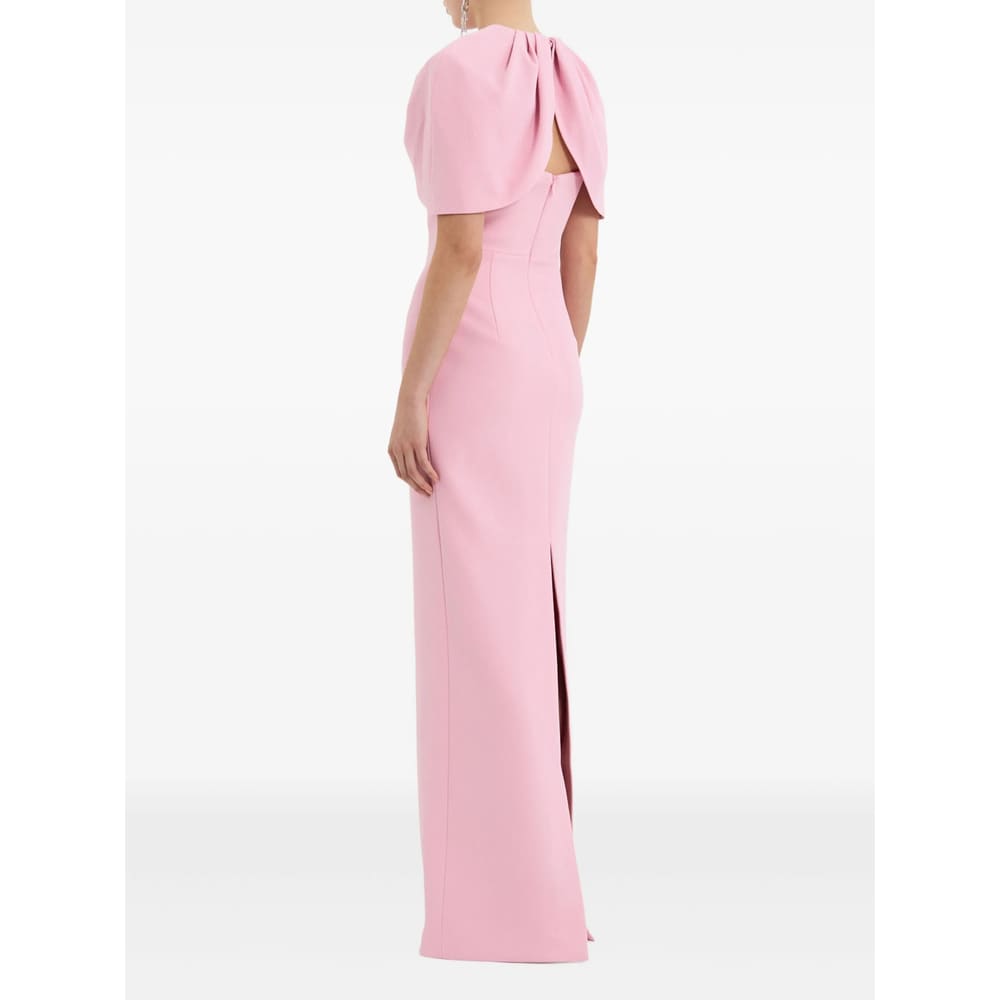 Rebecca Vallance Xena Petal-sleeve Keyhole Gown In Pink